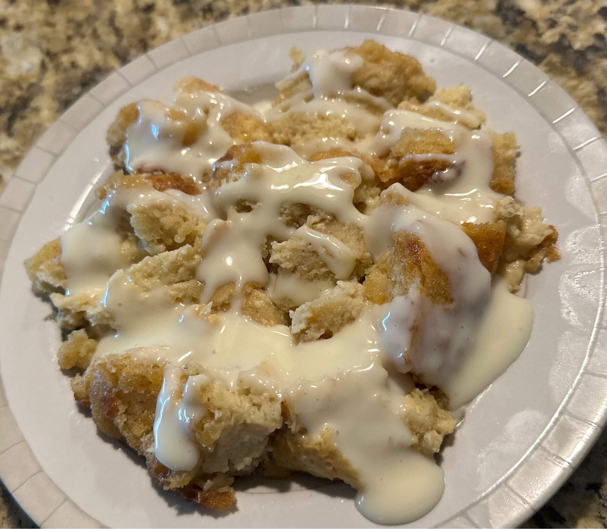 Bread pudding with whiskey cream sauce.