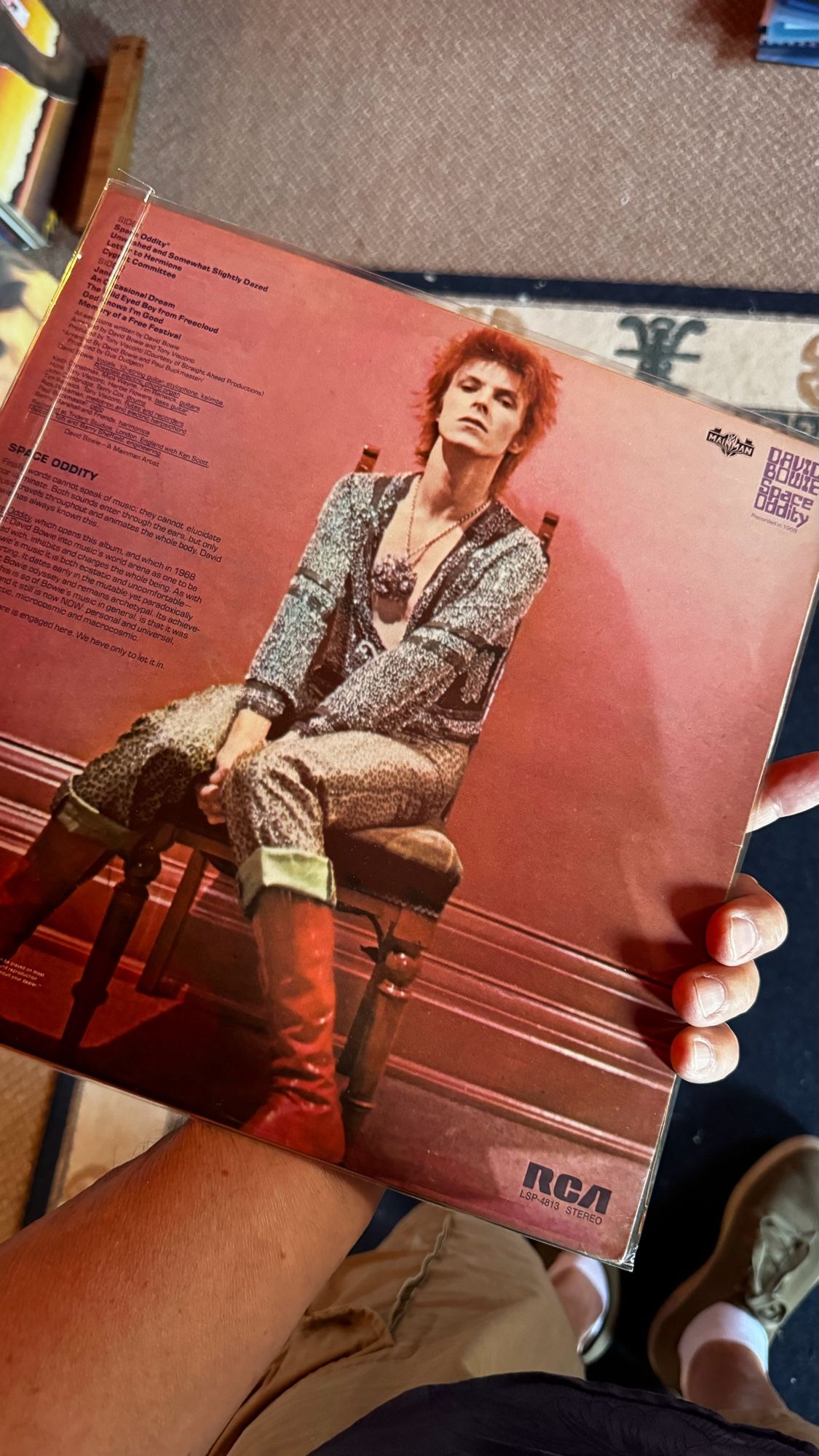 Space Oddity 1972 remix rear album cover art