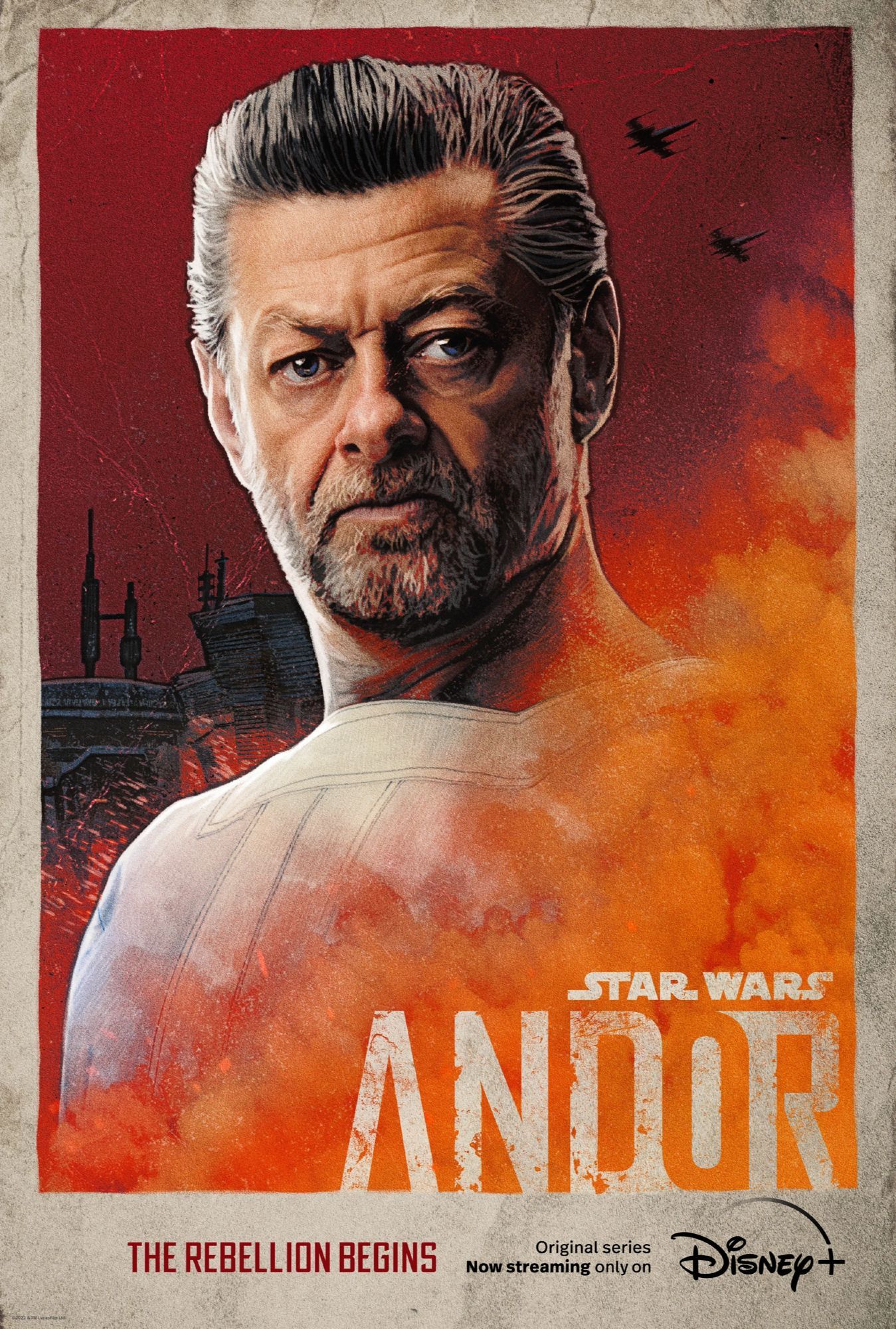 It's Kino Loy (portrayed by Andy Serkis) on the Disney ANDOR poster