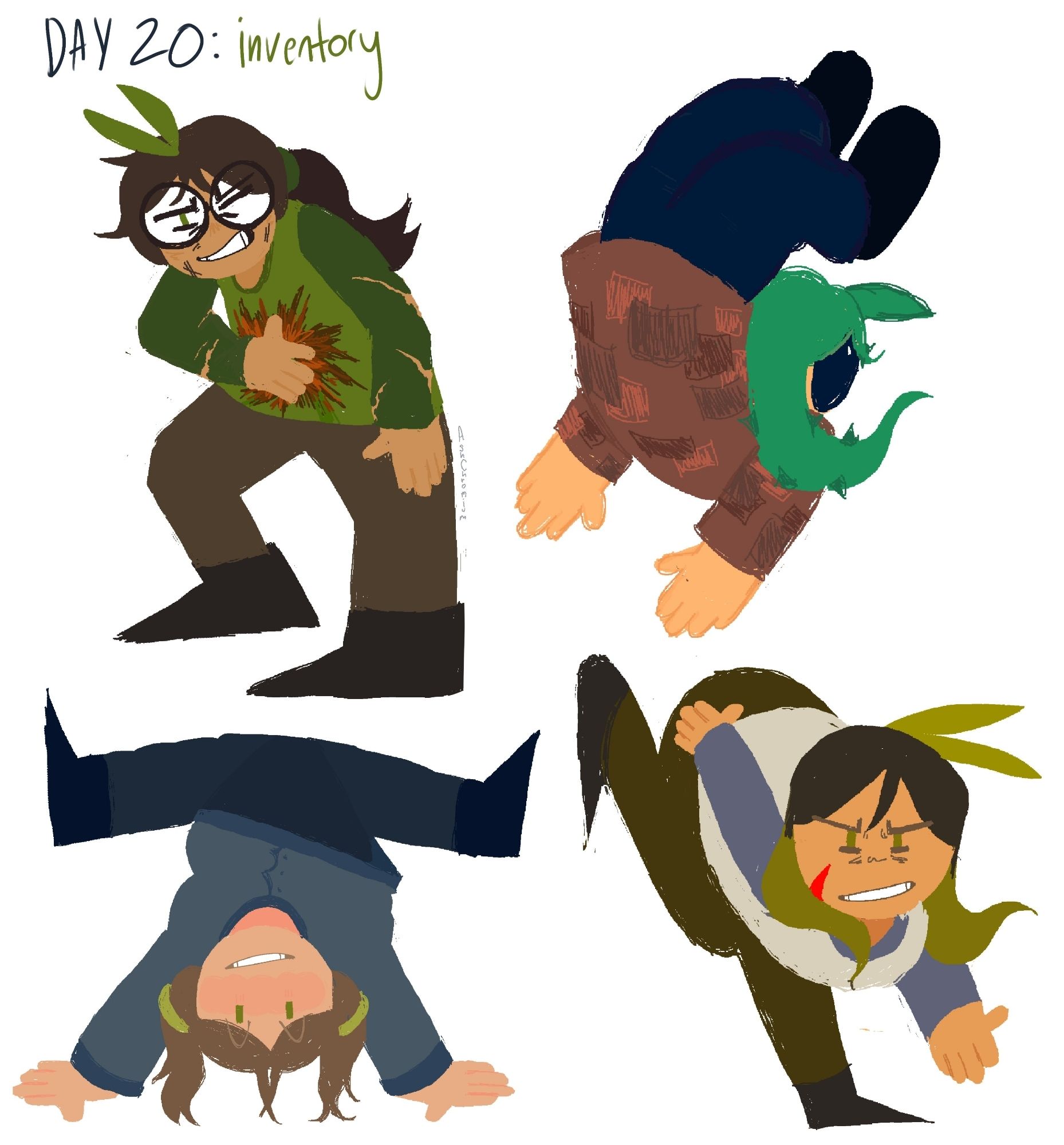 4 poses of my OCs in different dynamic degrees.