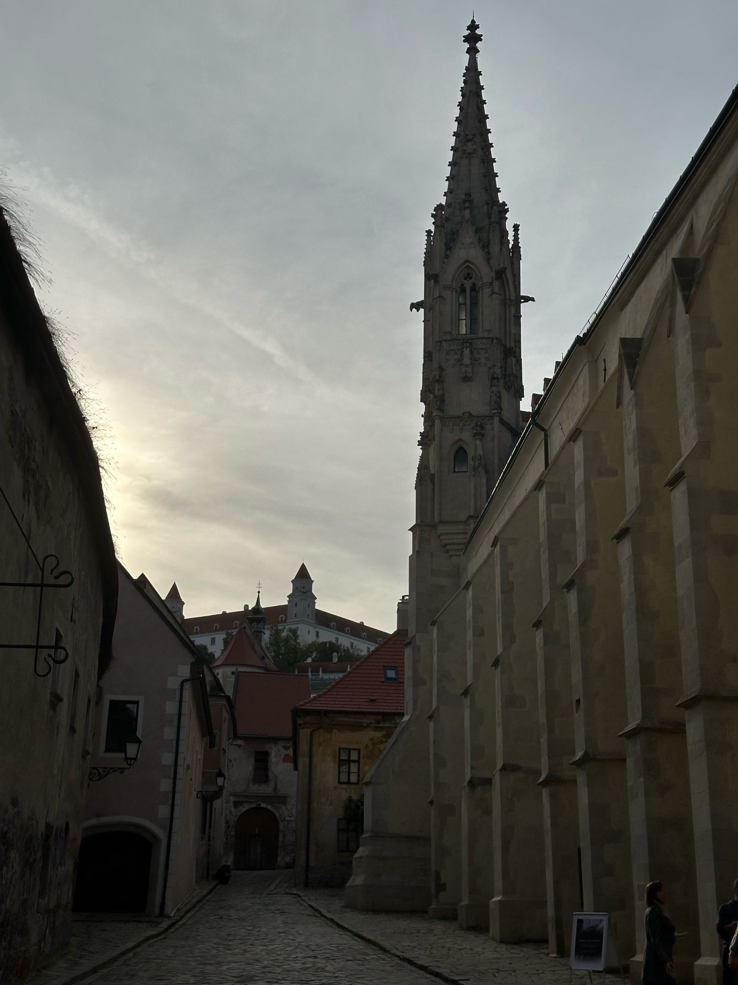 Church of the Elevation of the Holy Cross, with the castle in the background 