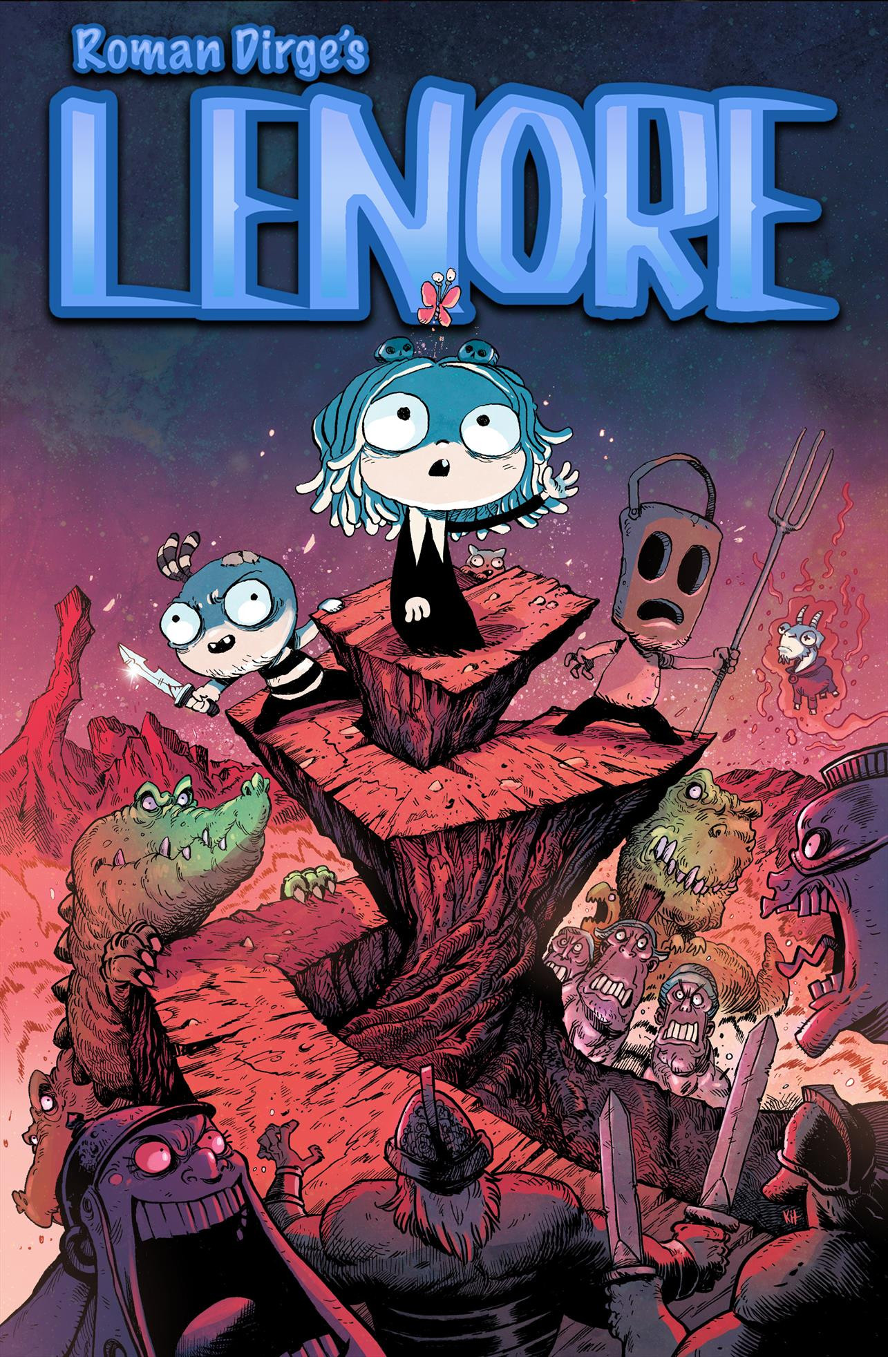 Lenore cover C by Kit Wallis baby Lenore in some kind of hellscape with freaky children and monsters