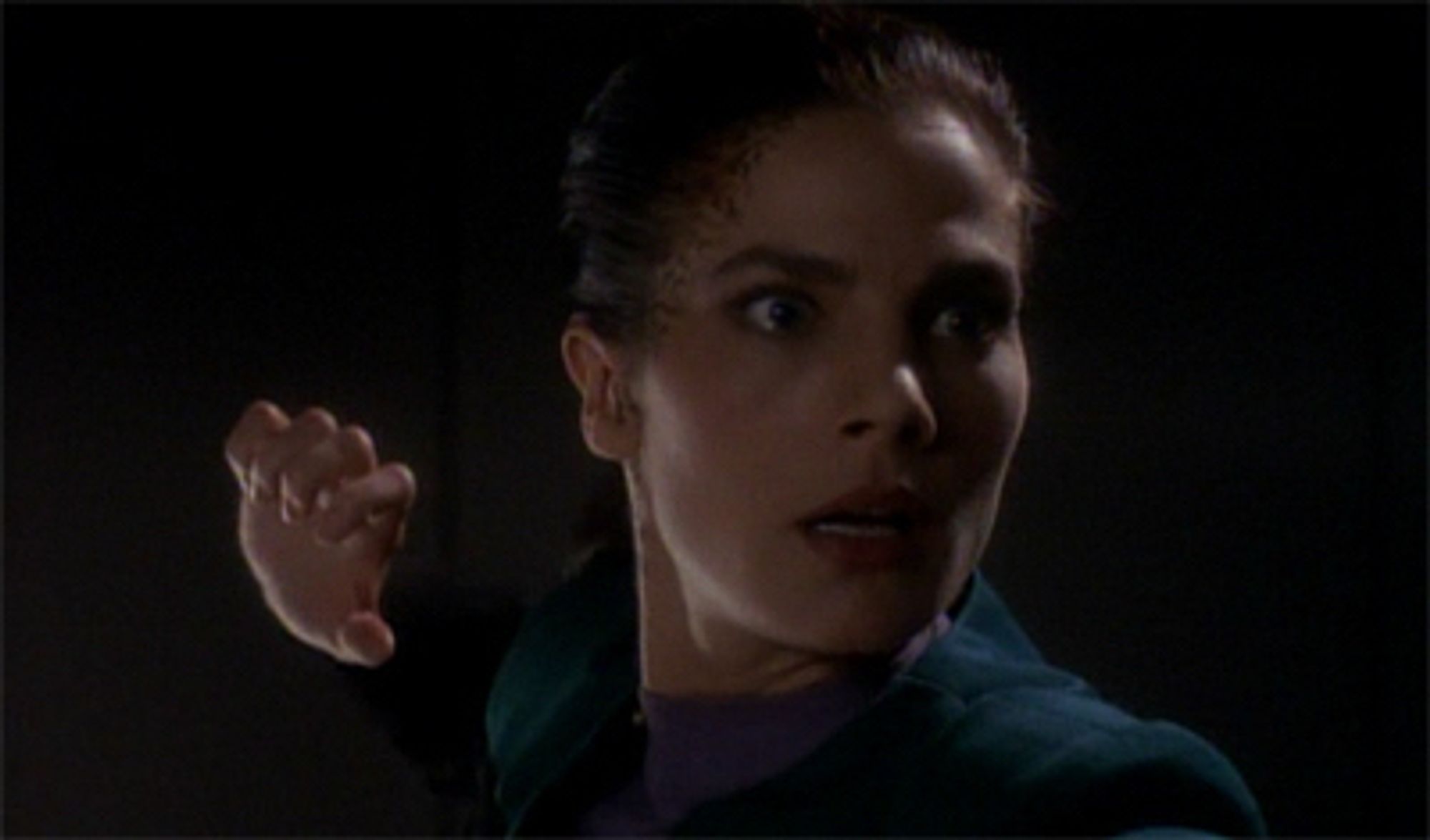 jadzia dax about to punch her demons in the face in the deep space nine episode “equilibrium”