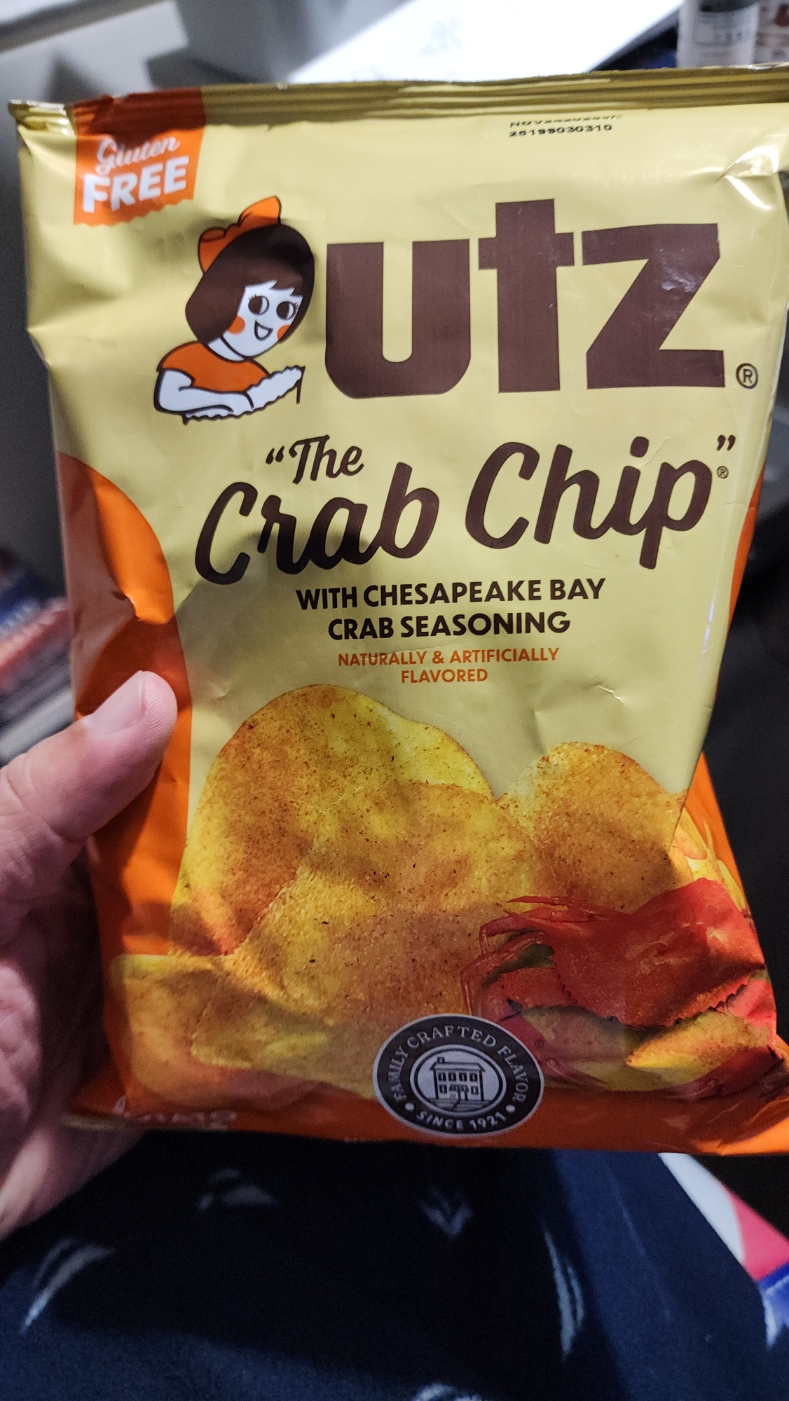 UTZ chips, they are "The Crab Chip" variety, seasoned with Chesapeake Bay crab seasoning