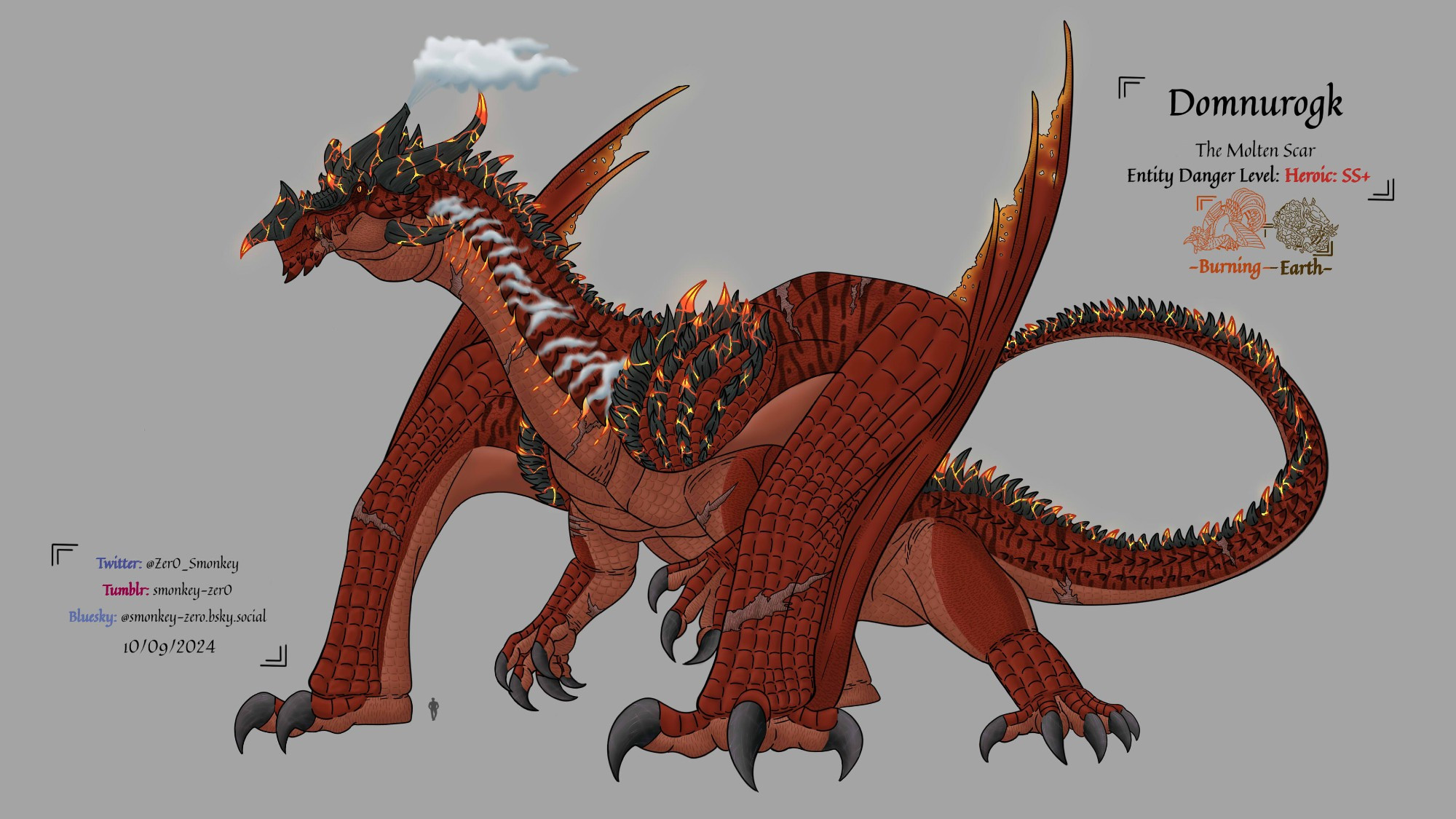 A colossal boiling red dragon lord