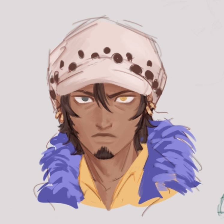 doodle of a bust of trafalgar law from one piece