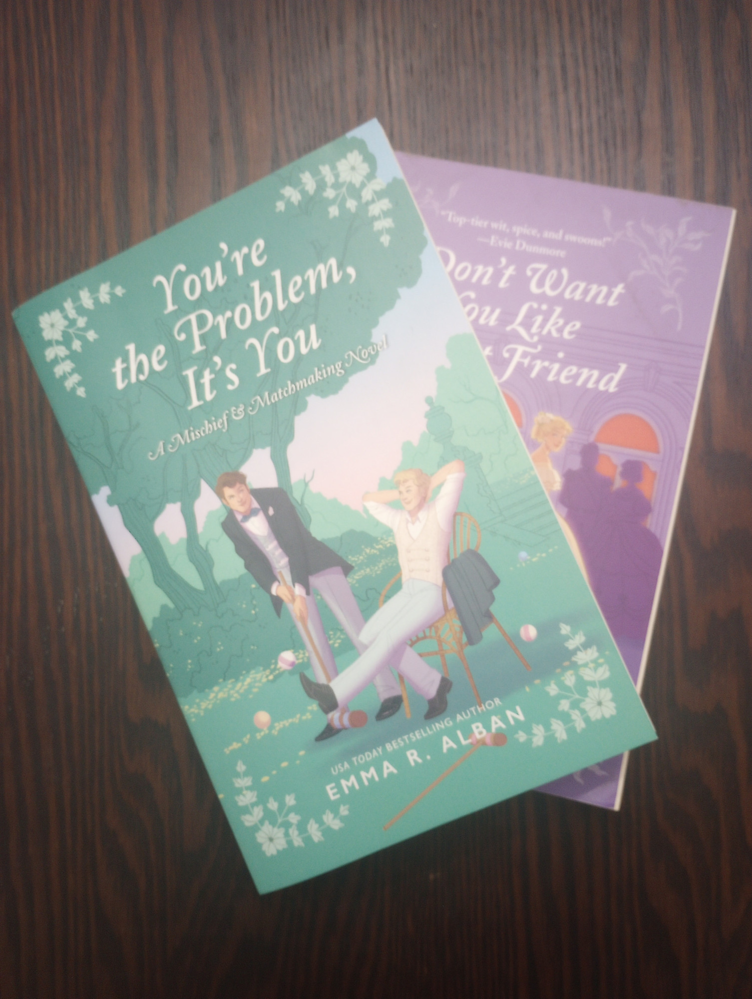 Two books on a table. You're the Problem, It's You; and Don't Want You Like a Best Friend.