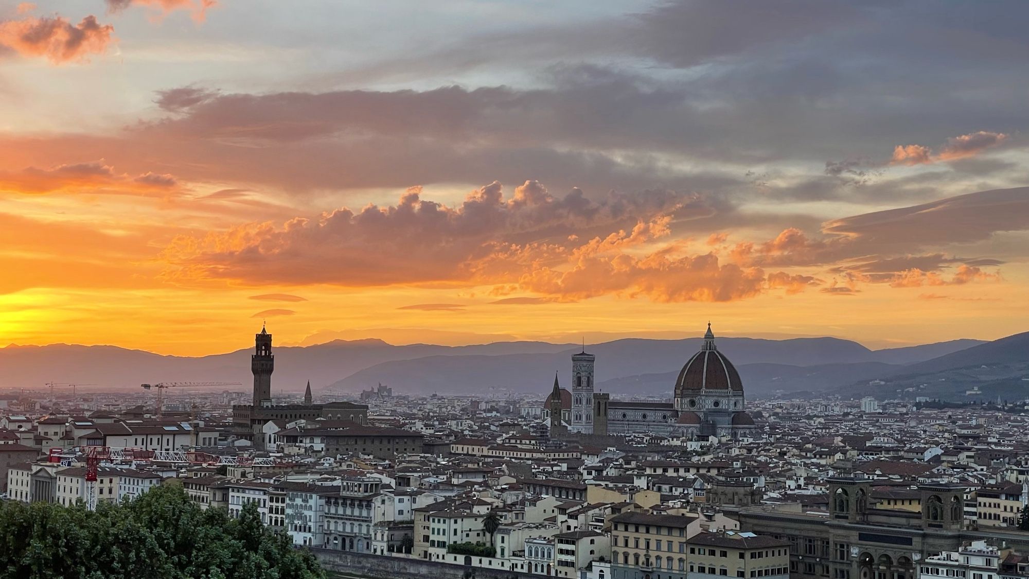 A view of Florence at sunset.