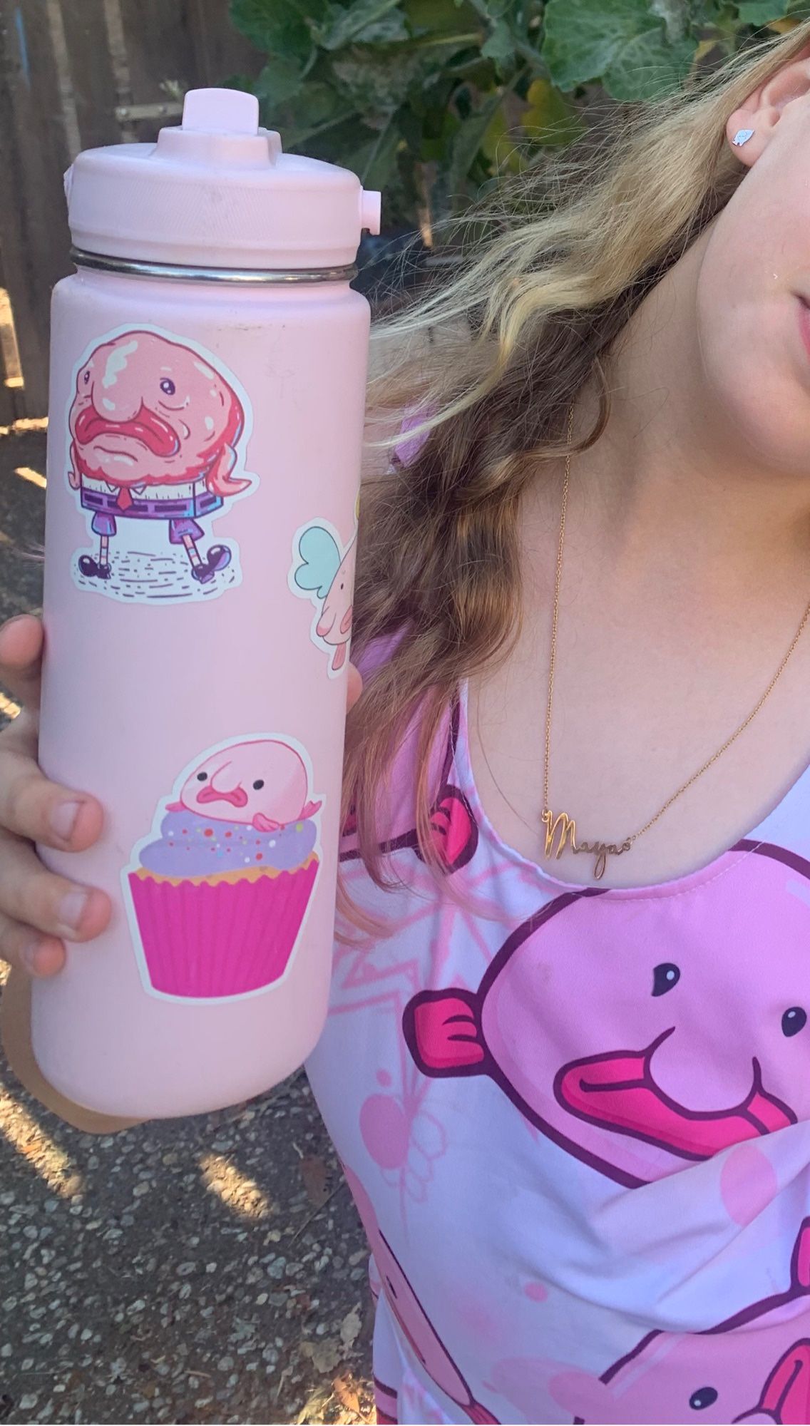 Blobfish dress, blobfish stickers, and *blobfish ear rings* for her birthday 🥳 🥳🥳