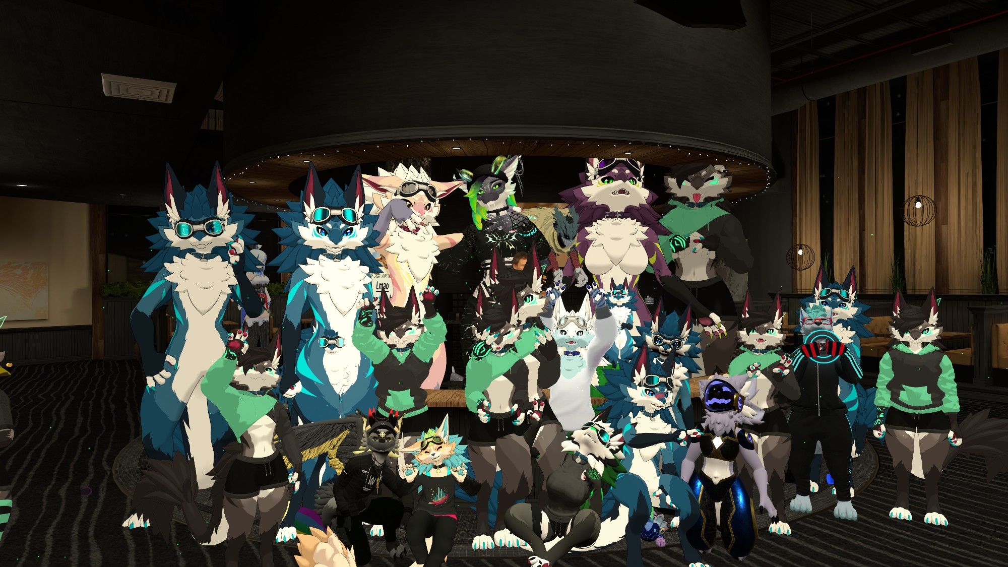 Group photo from Raeal's Ram Squad meetup in VRChat