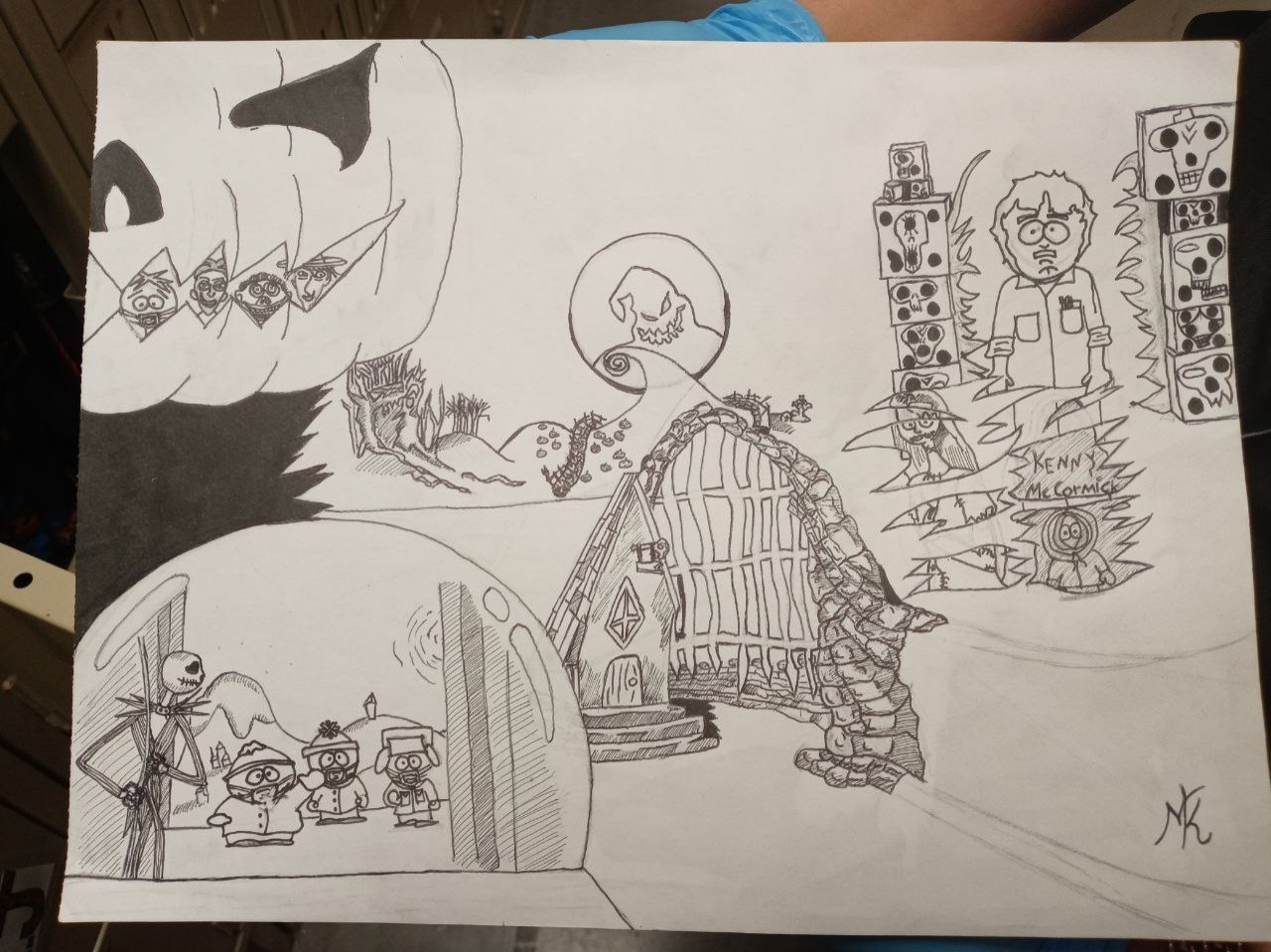 Classic art piece collaboration between South Park and Nightmare Before Christmas.