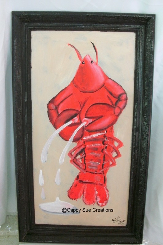 A lobster with boobs lactating 