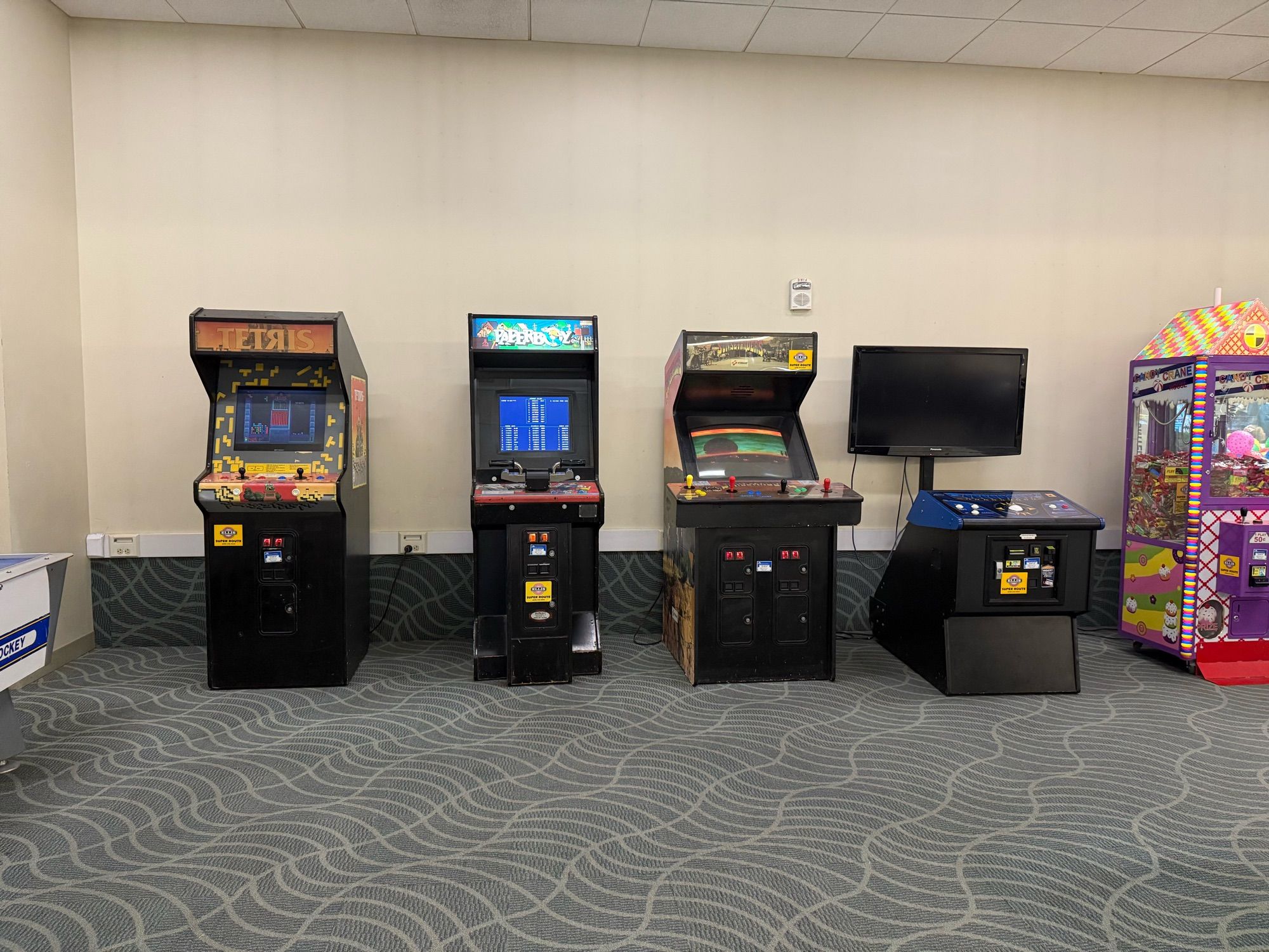 The arcade near the baggage claim in the Boise airport includes old arcade games like Tetris and Paperboy. These games were here when the airport was built, and will be here long after it is gone.