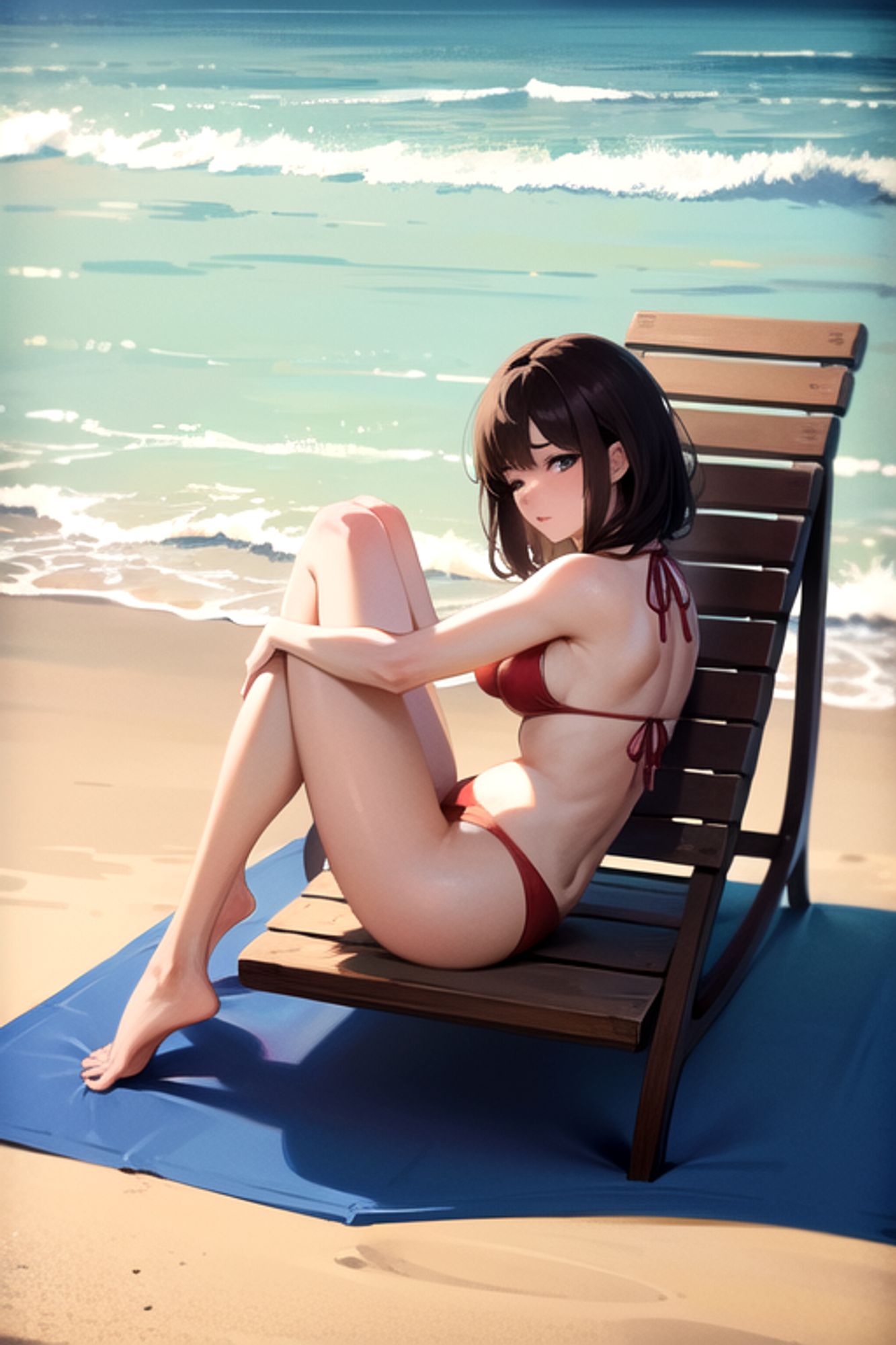 Prompt: (masterpiece), (high resolution 8K),1girl, brown hair, medium hair, brown eyes, full body, red bikini, beach,eyes closed, full body,arched back,from side,spread legs
Negative prompt: Easy Negative, (worst quality:2), (low quality:2), (normal quality:2), lowers normal quality, monochrome, grayscale, missing fingers, extra fingers, extra arms, ugly face, fat, thick eyebrows, skin spots, acnes, skin blemishes, age spot,watermark, text
Steps: 20, Sampler: DPM++ 2M Karras, CFG scale: 7, Seed: 1392151923, Size: 512x768, Model hash: 7eb674963a, Model: hassakuHentaiModel_v13, VAE hash: 735e4c3a44, VAE: blessed2.vae.safetensors, Clip skip: 2, Version: v1.7.0
