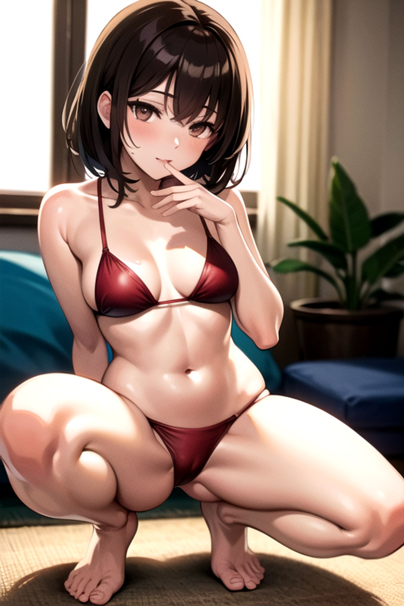 Prompt: (masterpiece), (high resolution 8K),1girl, brown hair, medium hair, brown eyes, full body, red bikini, beach,eyes closed, full body,squatting, spread legs,from front,lie on bed
Negative prompt: Easy Negative, (worst quality:2), (low quality:2), (normal quality:2), lowers normal quality, monochrome, grayscale, missing fingers, extra fingers, extra arms, ugly face, fat, thick eyebrows, skin spots, acnes, skin blemishes, age spot,watermark, text
Steps: 20, Sampler: DPM++ 2M Karras, CFG scale: 7, Seed: 3359608959, Size: 512x768, Model hash: 7eb674963a, Model: hassakuHentaiModel_v13, VAE hash: 735e4c3a44, VAE: blessed2.vae.safetensors, Clip skip: 2, Version: v1.7.0
