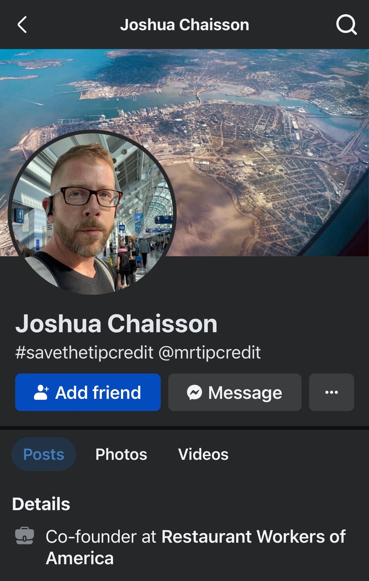 く
Joshua Chaisson
Joshua Chaisson
#savethetipcredit @mrtipcredit
& Add friend
Message
•••
Posts
Photos
Videos
Details
Co-founder at Restaurant Workers of America