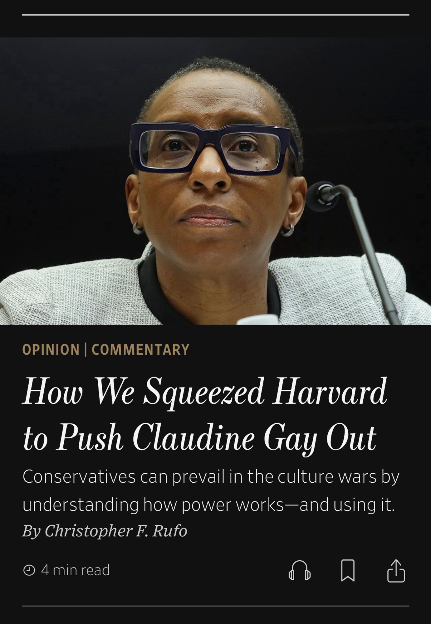 OPINION | COMMENTARY
How We Squeezed Harvard to Push Claudine Gay Out
Conservatives can prevail in the culture wars by understanding how power works-and using it.
By Christopher F. Rufo