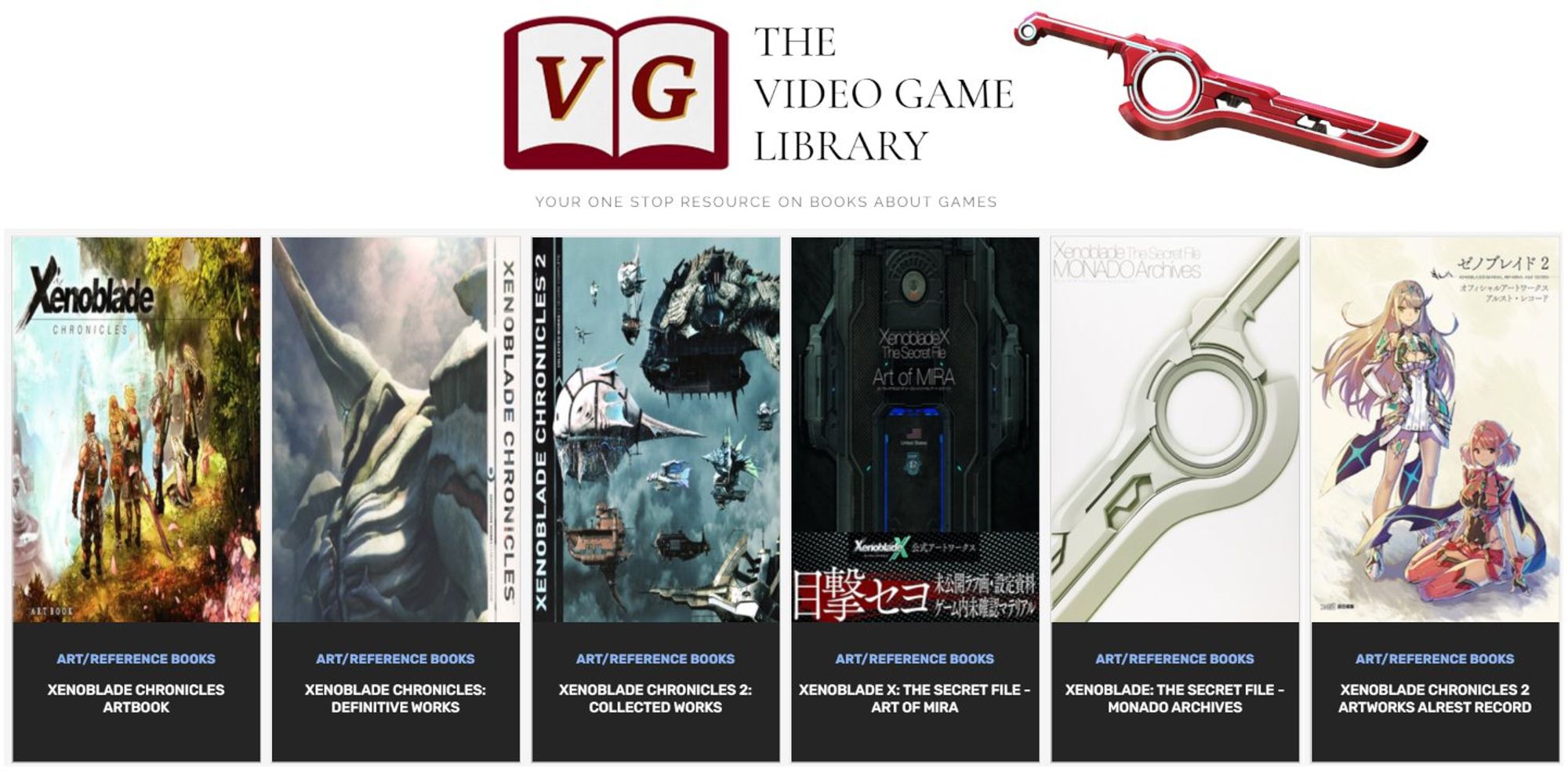 The covers of 6 Xenoblade books