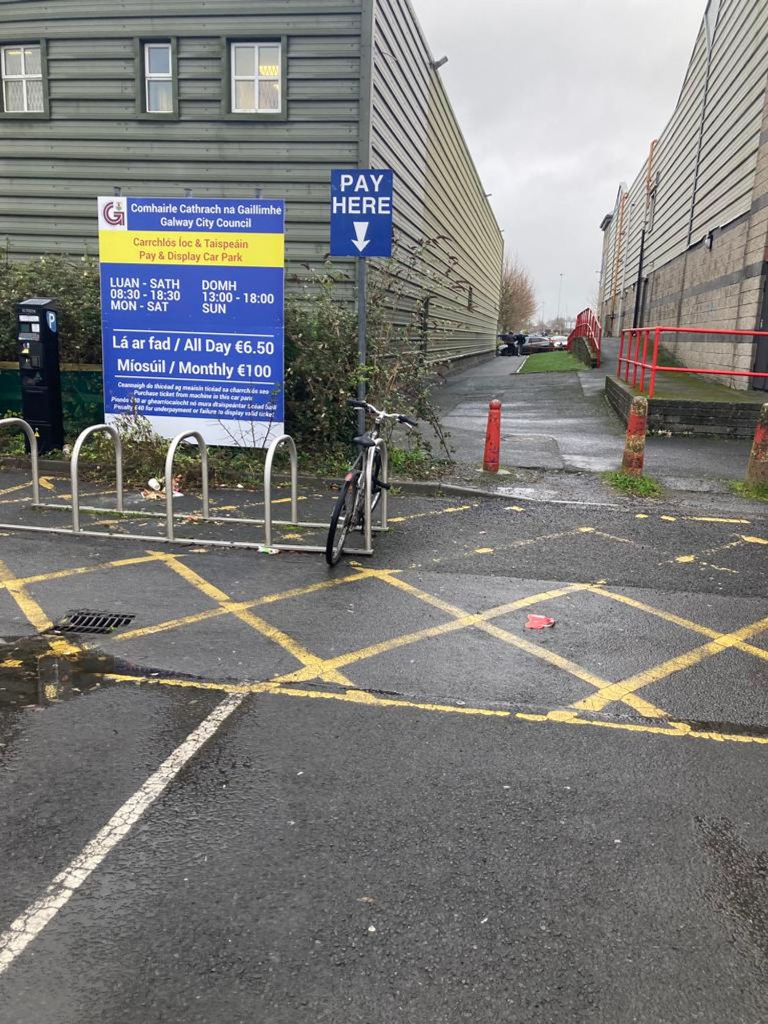 bike parking in the wrong place but this ugly lane allows you to skip an ugly road. It's also a quick way to a popular toyshop!