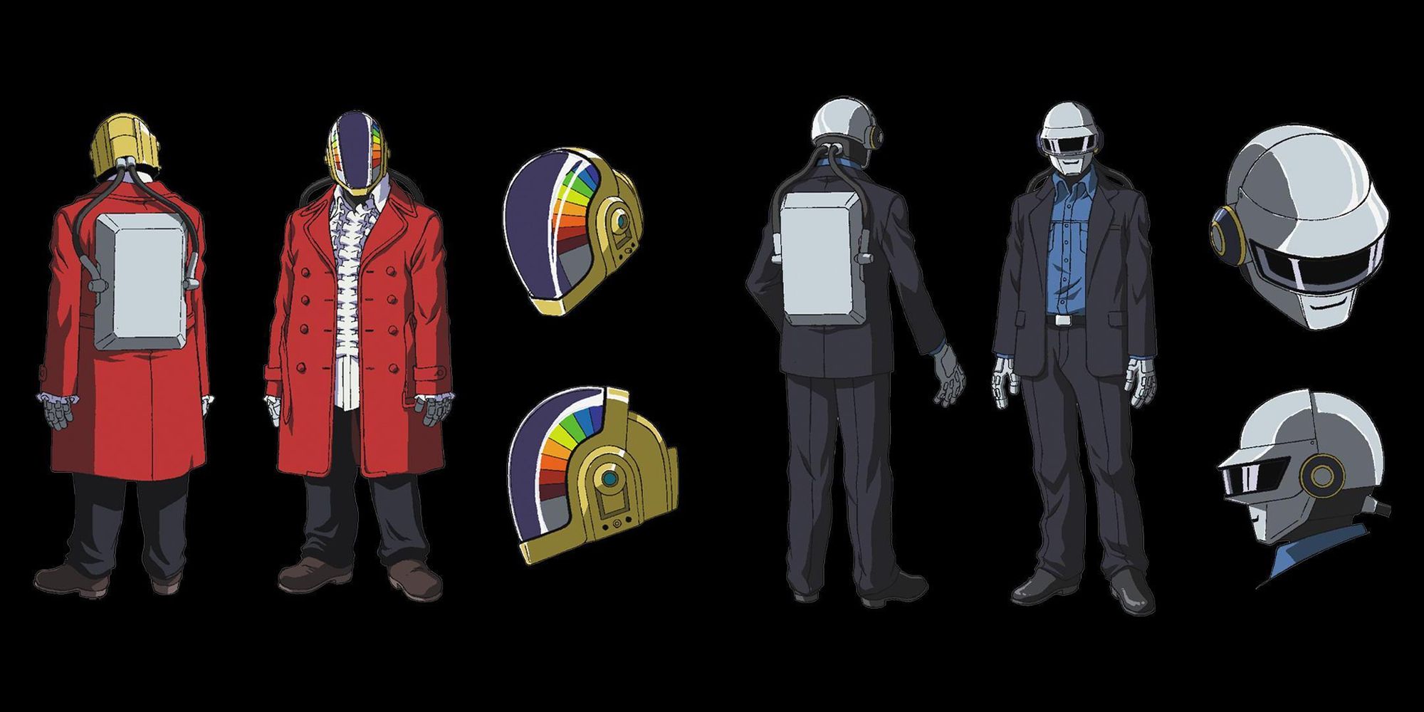 Model-Sheets des Daft Punk tels qu'ils apparaissent dans le film Interstella 5555 (インターステラ5555).