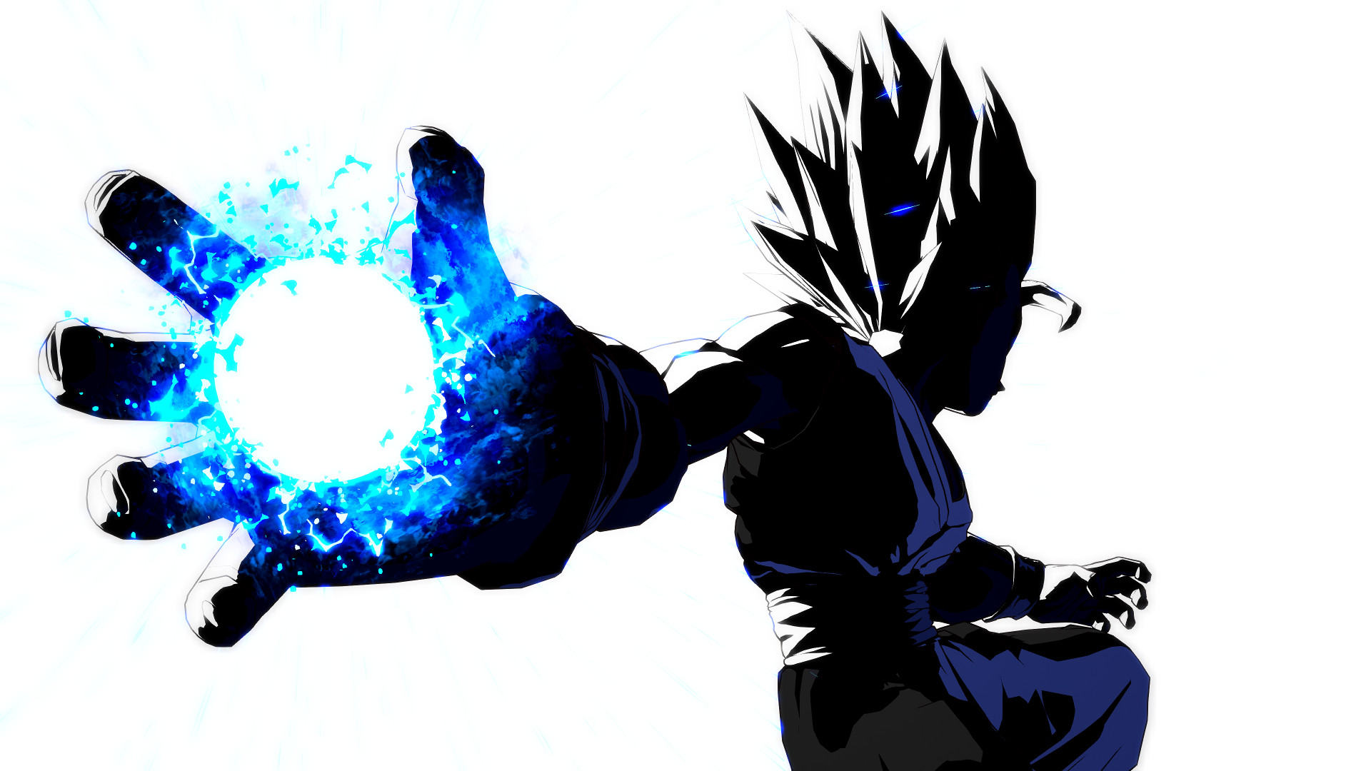 Gohan charging a Kamehameha against a white background