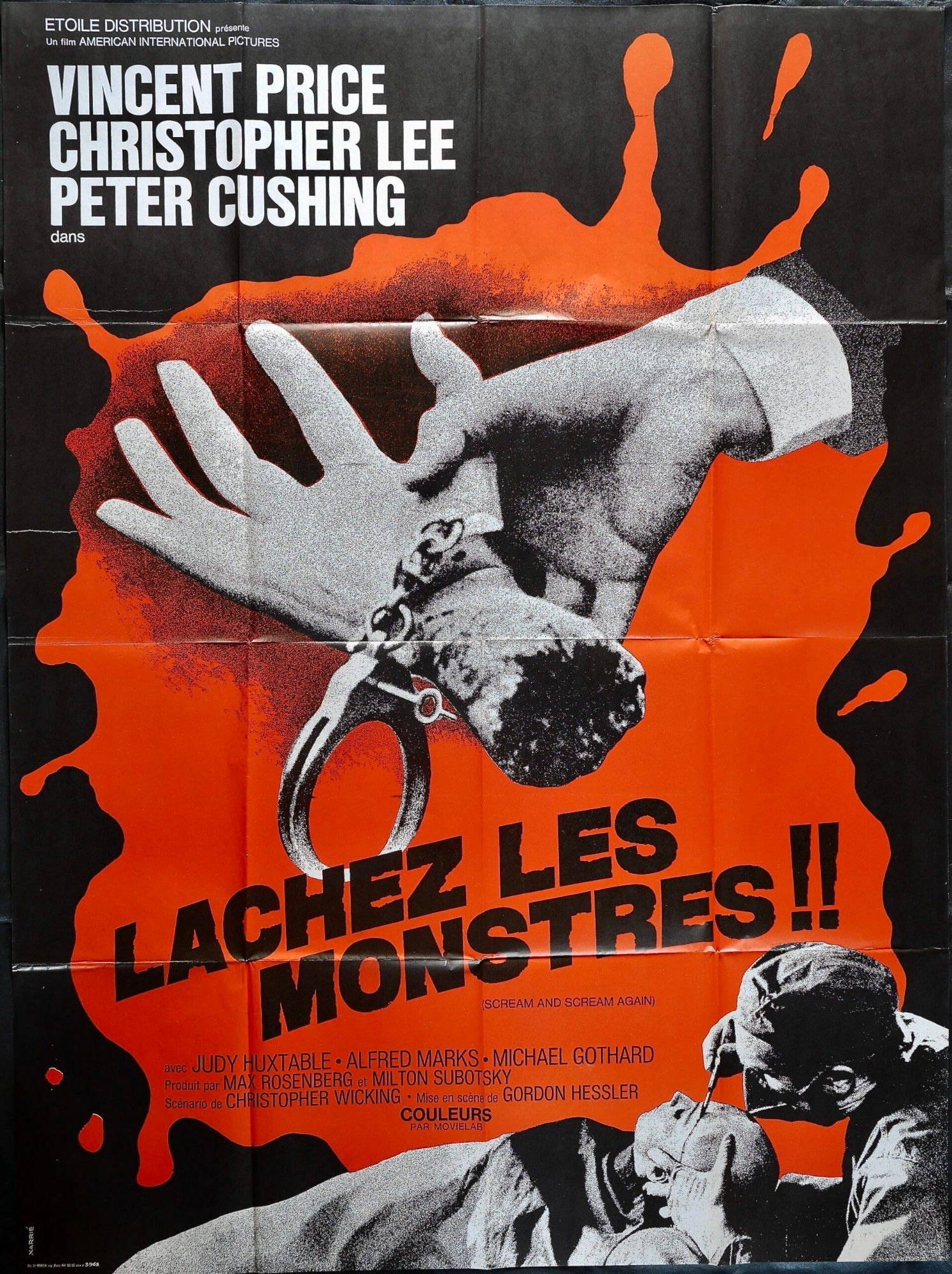 French movie poster for Scream and Scream Again, 1970