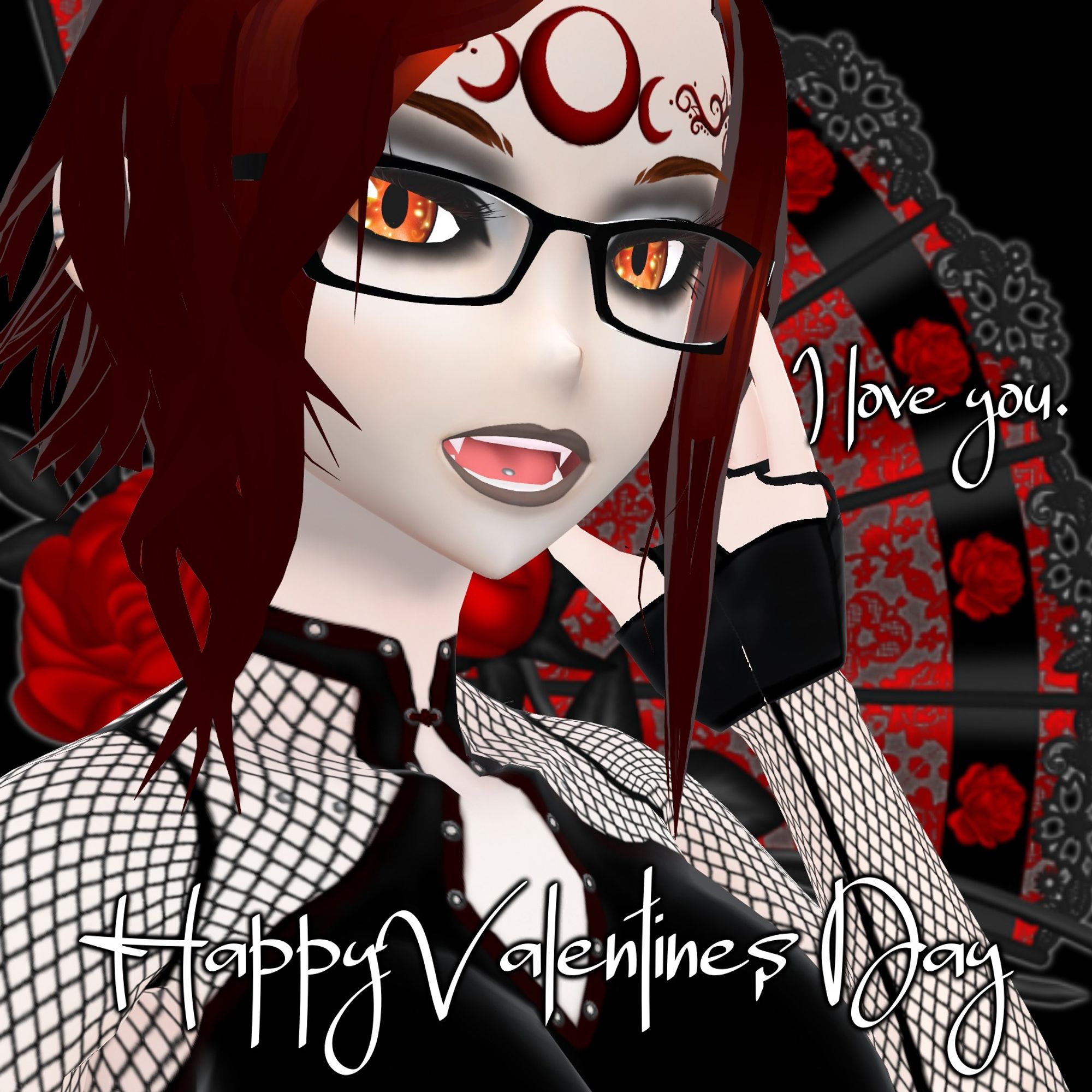 Picture of Violet Ignitus saying I love you, Happy Valentines Day