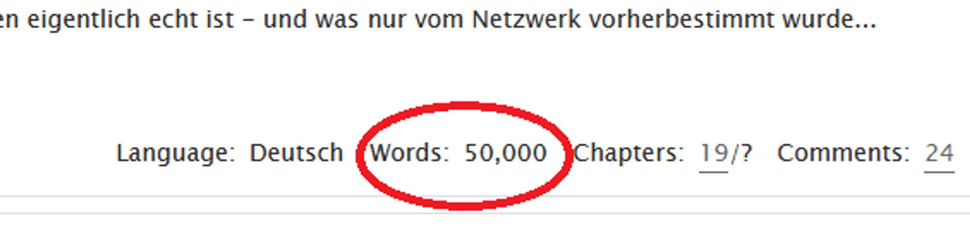 Wordcount auf AO3 auf genau 50.000