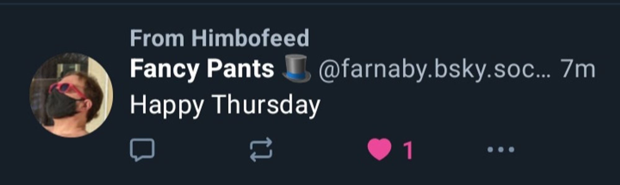Screenshot showing farnaby's post recommended from Himbofeed as part of bsky's nicest feature (imho)