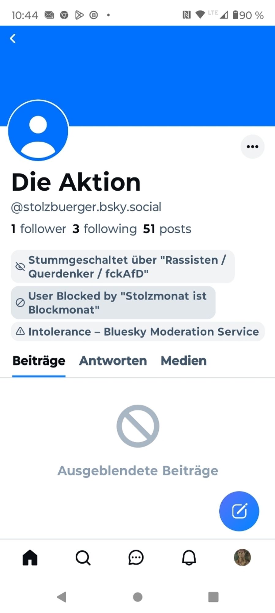 Auf Blocklisten und von Moderation wegen Intoleranz gesperrt