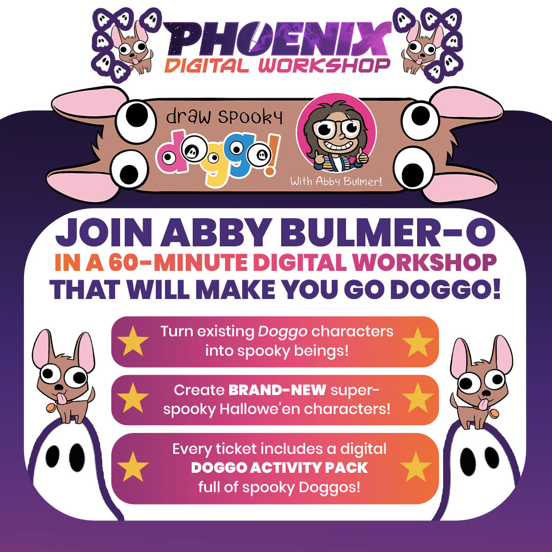 Advert for my digital workshop with the Phoenix comic this Saturday.