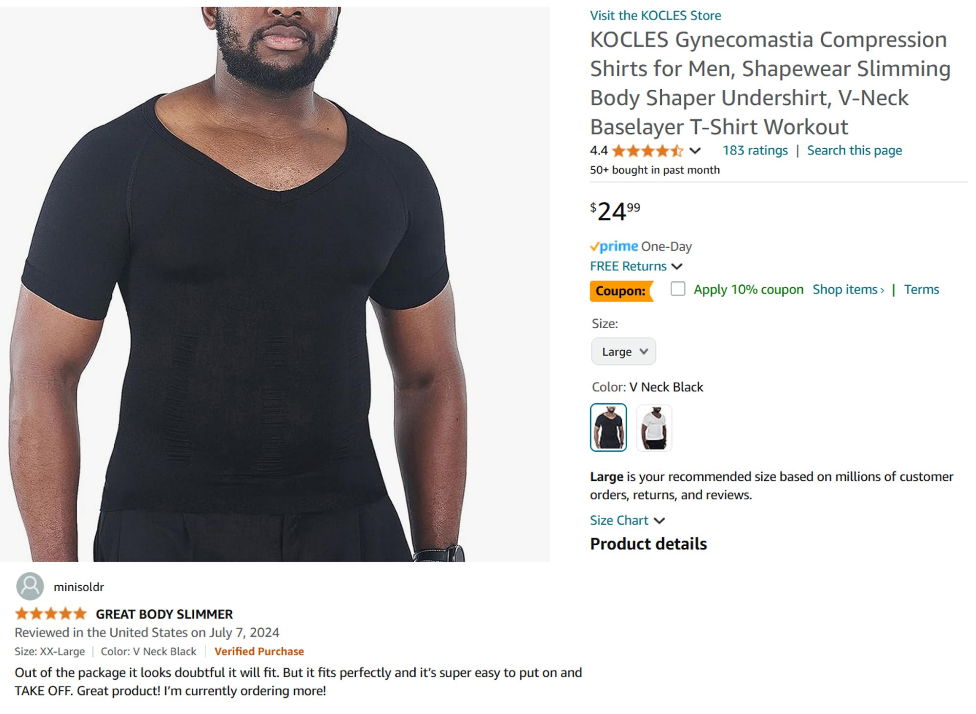 amazon review from mark robinson for gynecomastia compression shirt