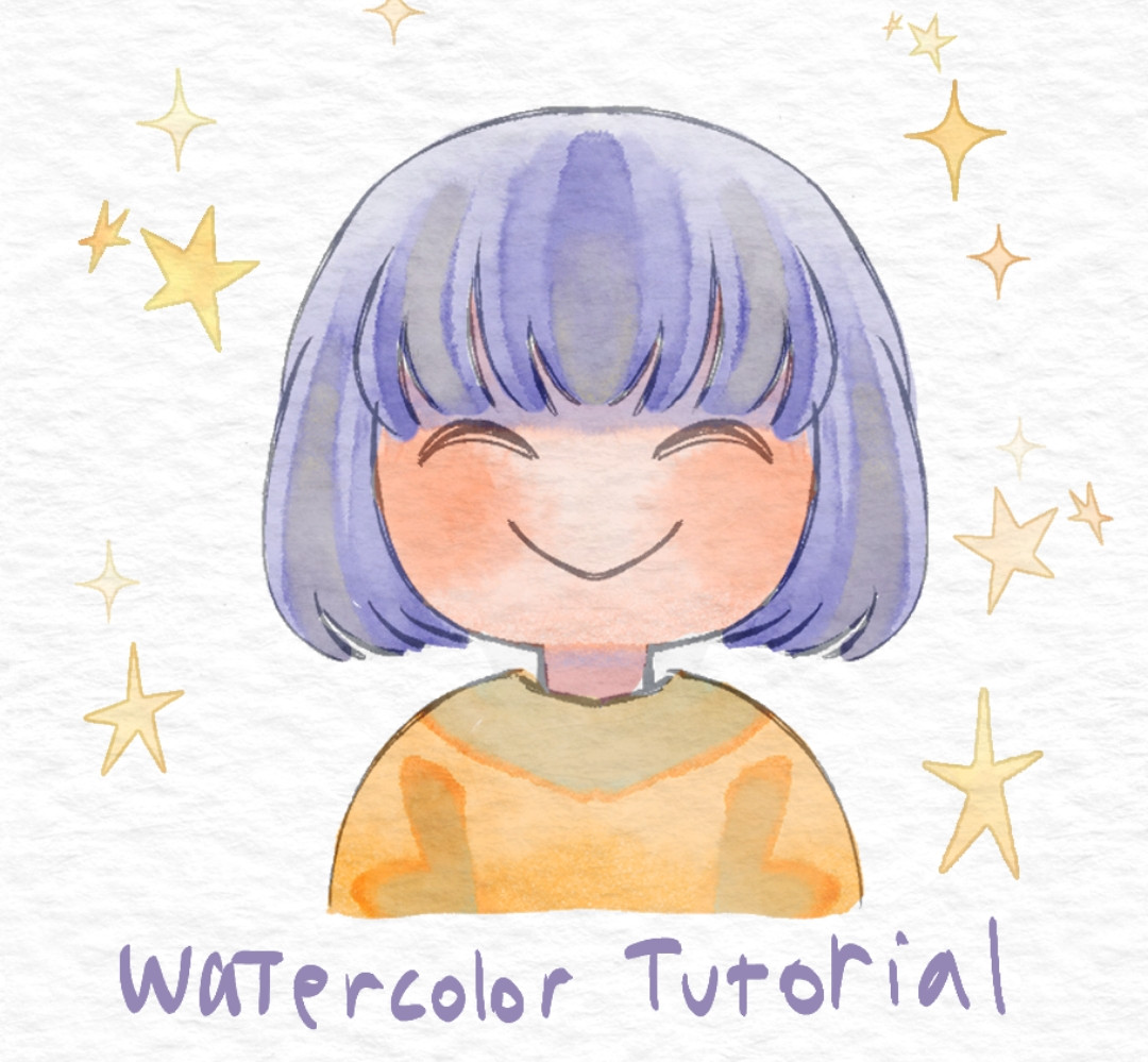 Watercolor Tutorial with simple art of a girl as example