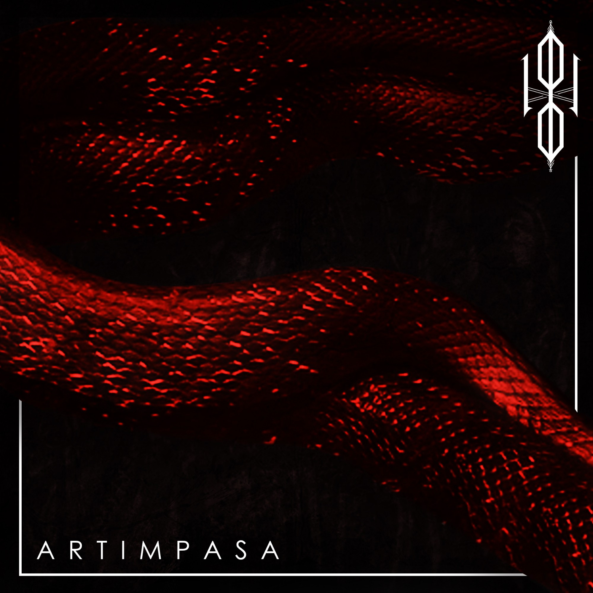 Album cover - two red snakes coiled on a smoky backdrop. Top right: Psevdanor logo bottom left: A R T I M P A S A