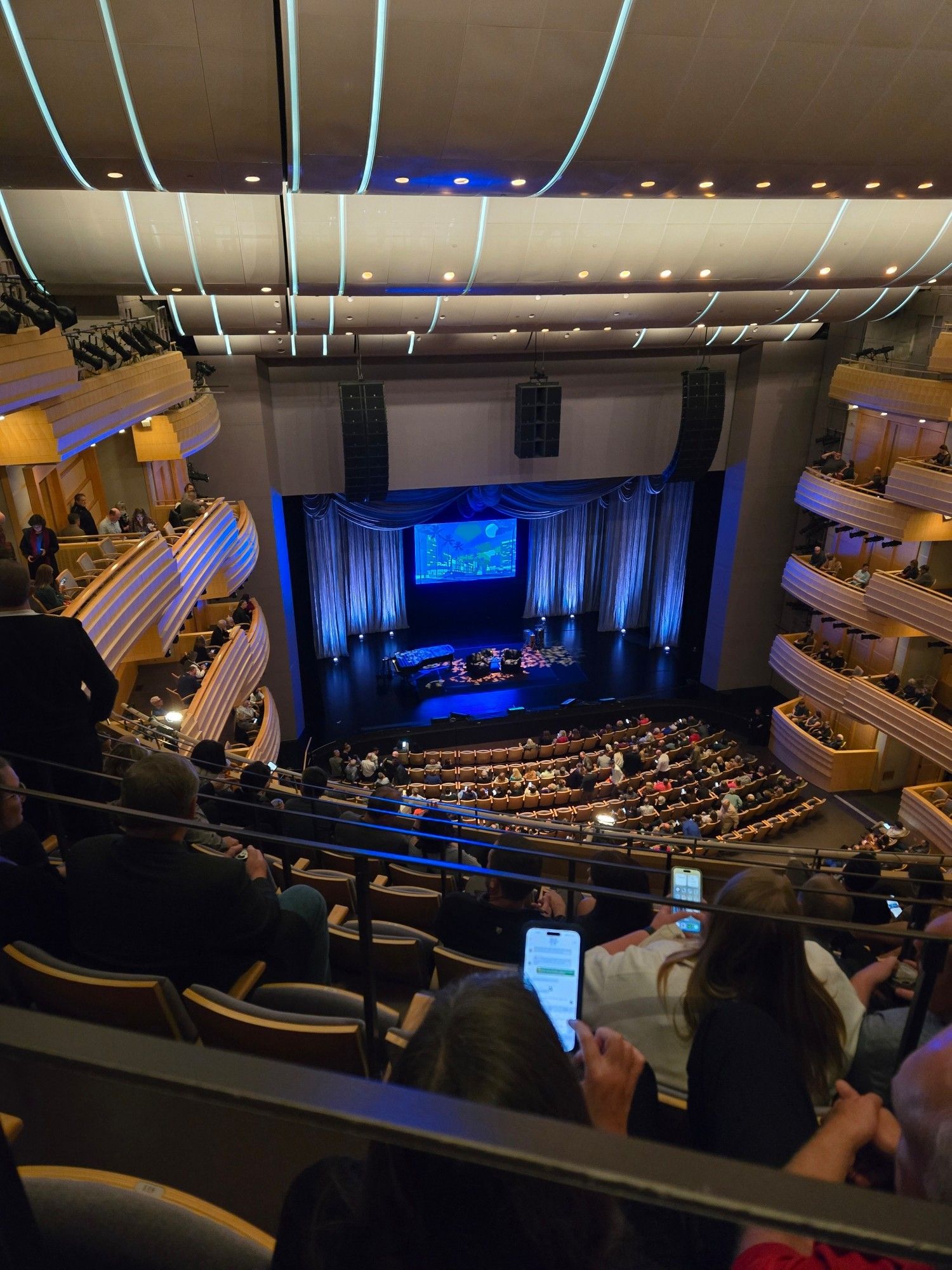 A very high up view from the balcony at the Overture center in Madison WI for Steve Martin and Martin Short.