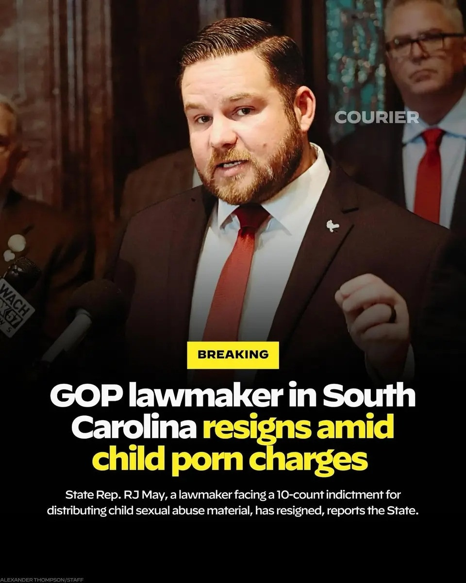 Picture of white man with the headline: BREAKING: GOP lawmaker in South Carolina resigns amid child porn charges