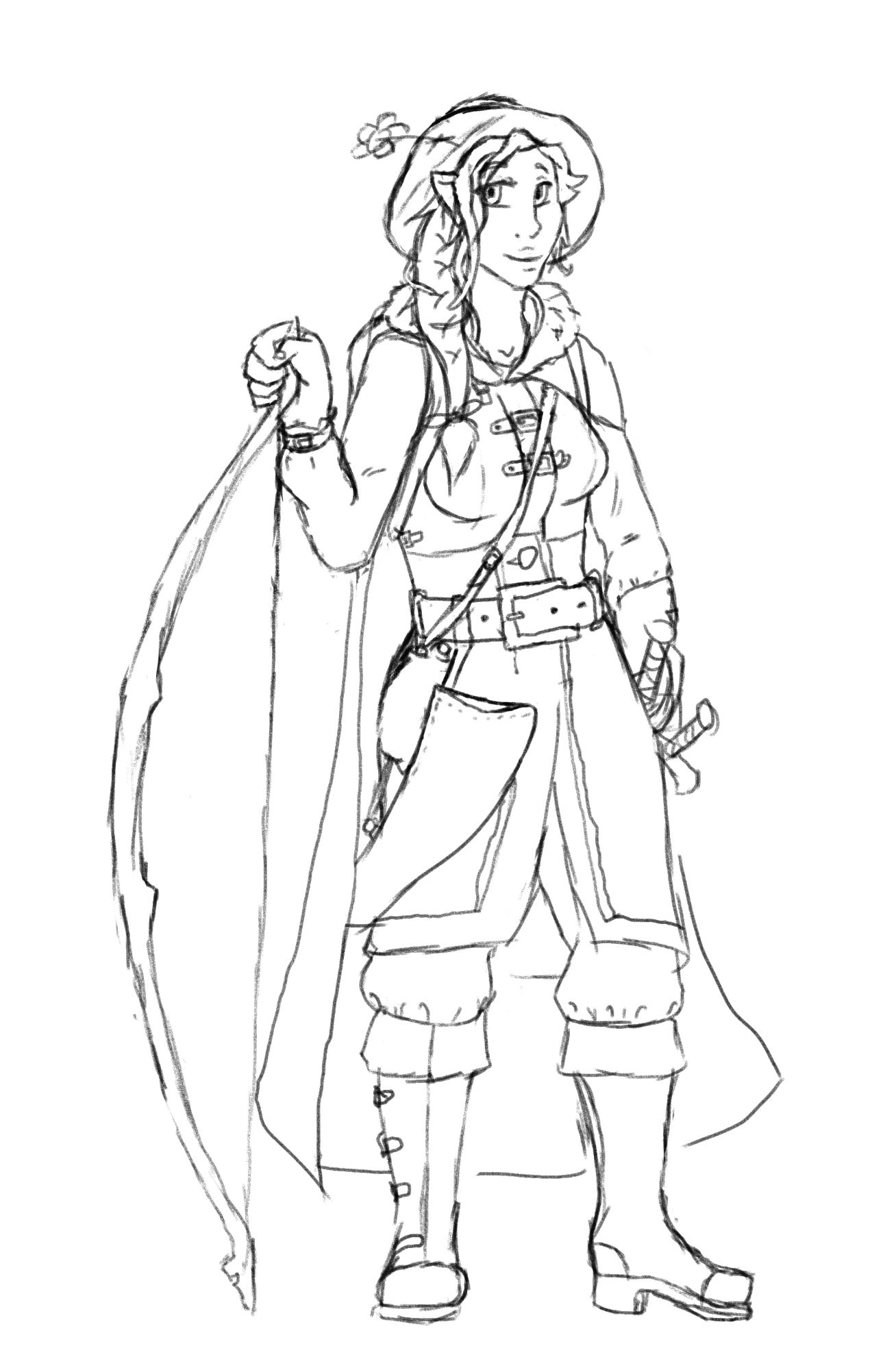 full body sketch of Leywiin