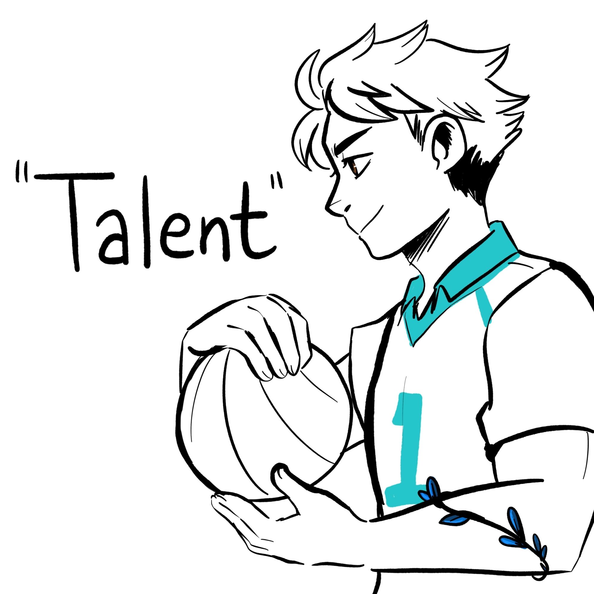 Digital fanart of Oikawa Toru from Haikyuu featuring one of his iconic quotes

Text: "Talent"