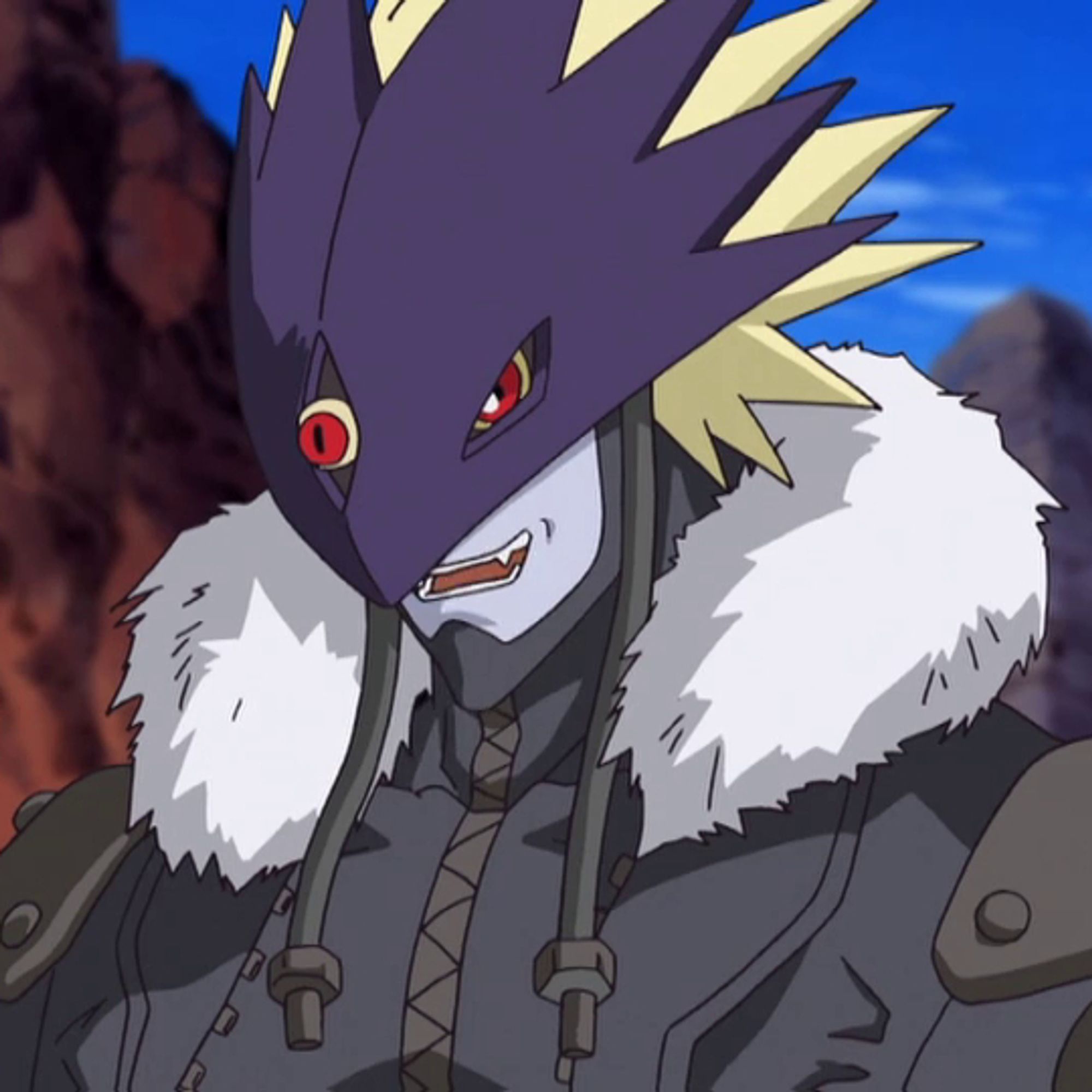 Screenshot from Digimon Tamers showing Beelzemon