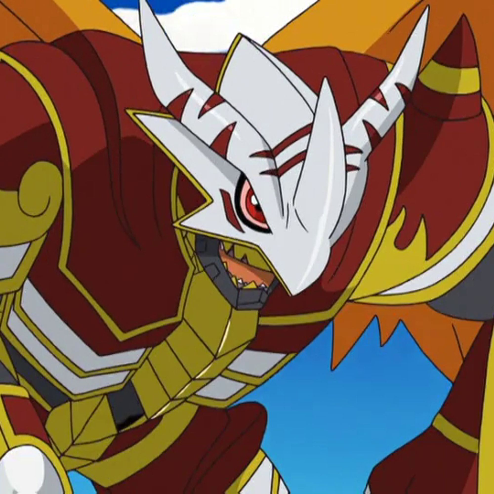 Screenshot from Digimon Frontier showing BurningGreymon/Vritramon