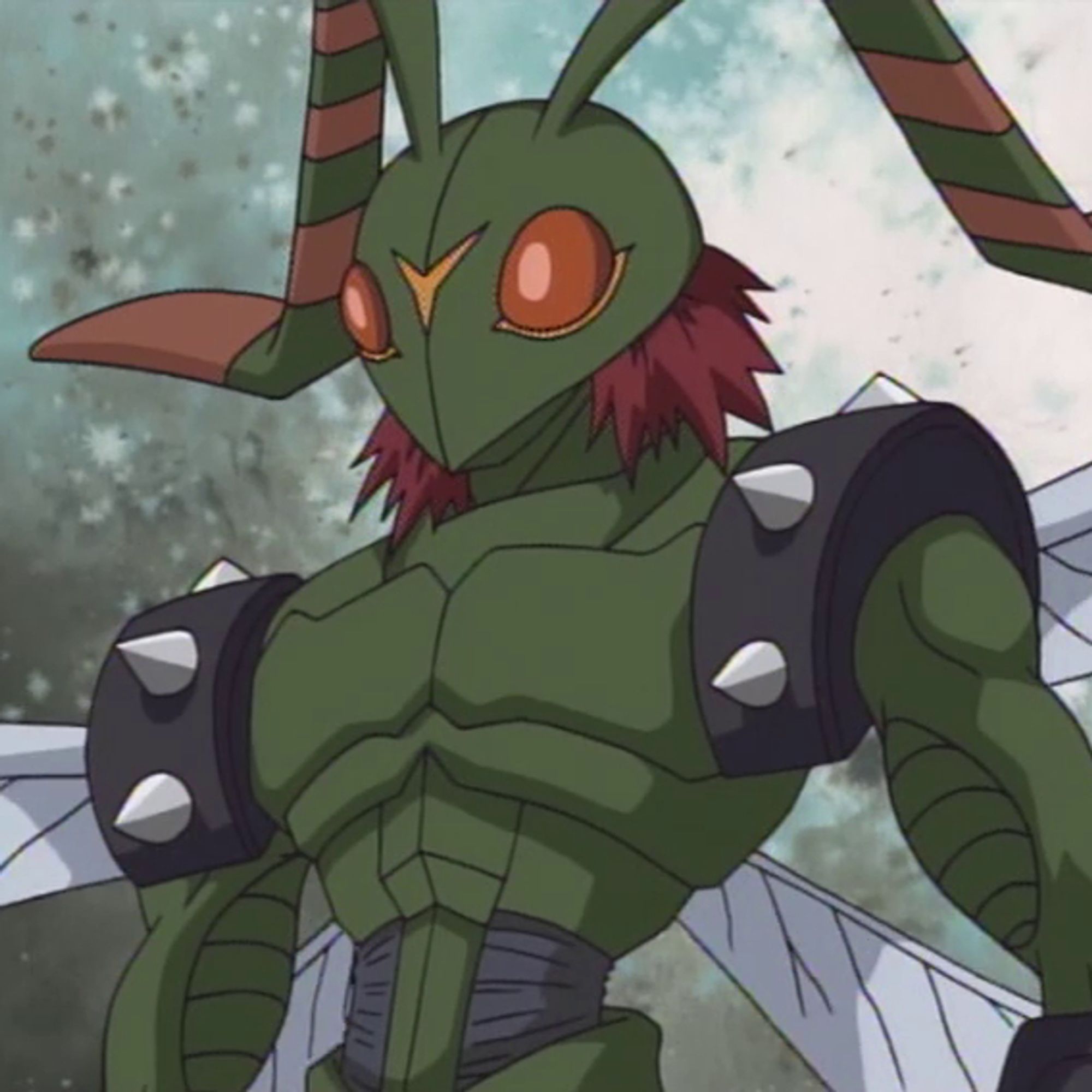 Screenshot from Digimon Adventure 02, showing Stingmon