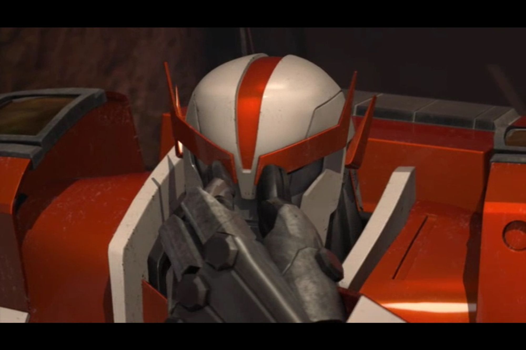 Screenshot of Ratchet from Transformers Prime, pinching his brow in exhaustion