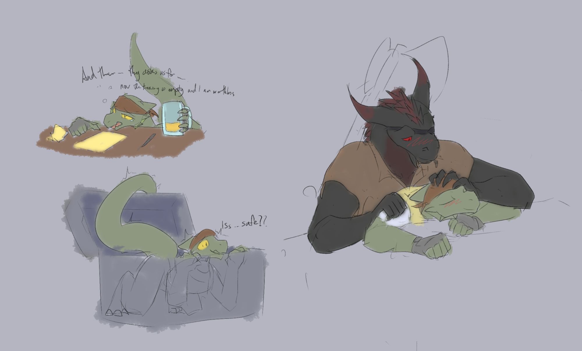 Variety of images of cargo lizard being silly