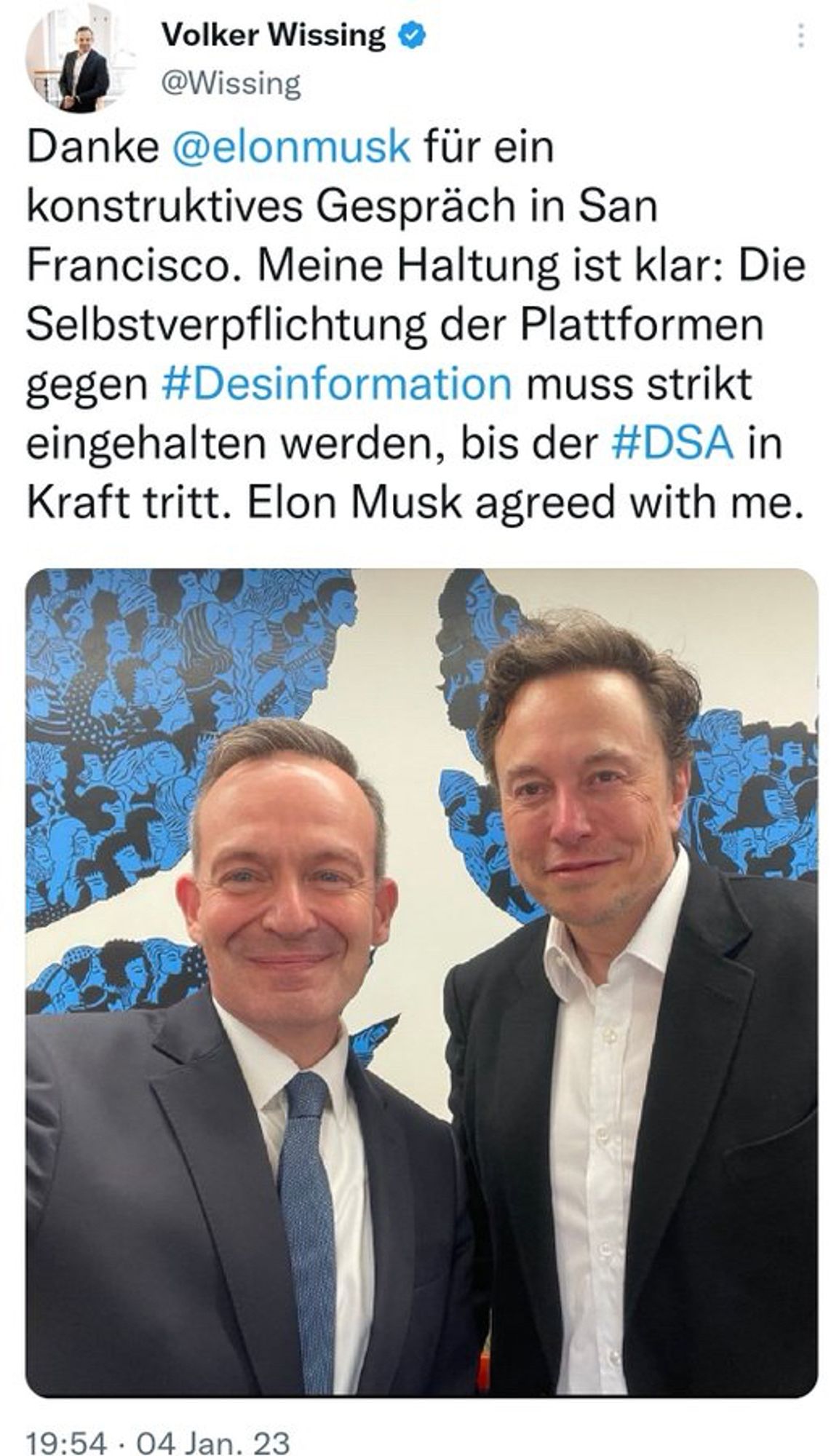 Wissing kriecht Musk in den Arsch