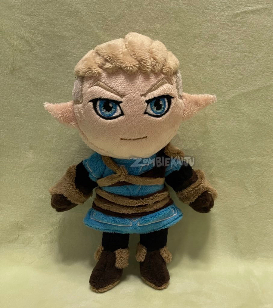 handmade plush of Link from The Legend of Zelda Tears of the Kingdom made in a chibi style, and with an undercut hairstyle