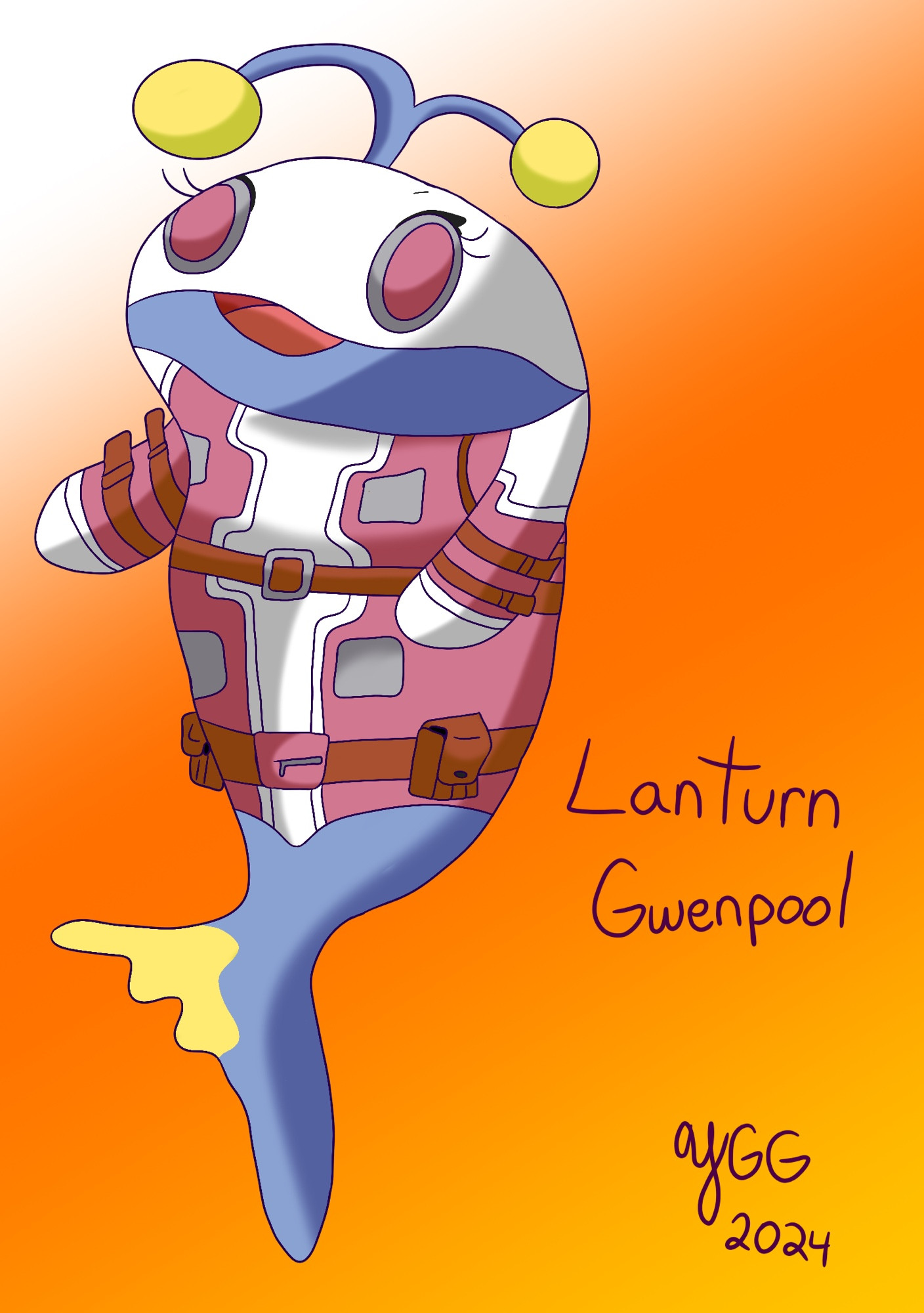 The Pokémon Lanturn dressed as Gwenpool from Marvel.