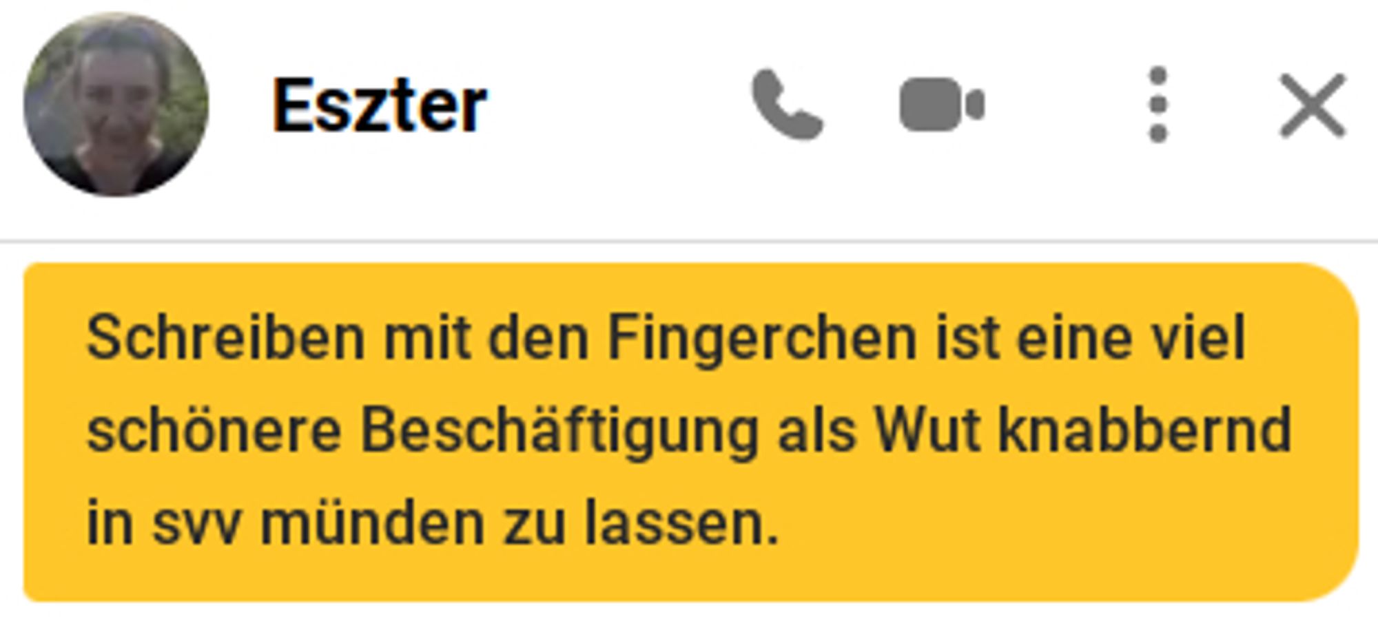 eszter schreibt: schreiben mit den fingerchen ist eine viel schönere beschäftigung als wut knabbernd in selbstverletzendes verhalten münden zu lassen.