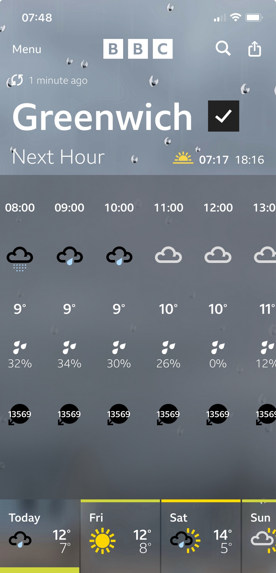 BBC weather page screenshot