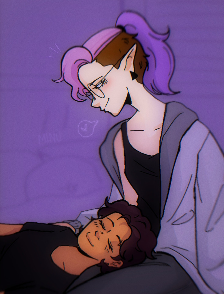 Lumity from the owl house fanart luz and amity sharing a cozy moment