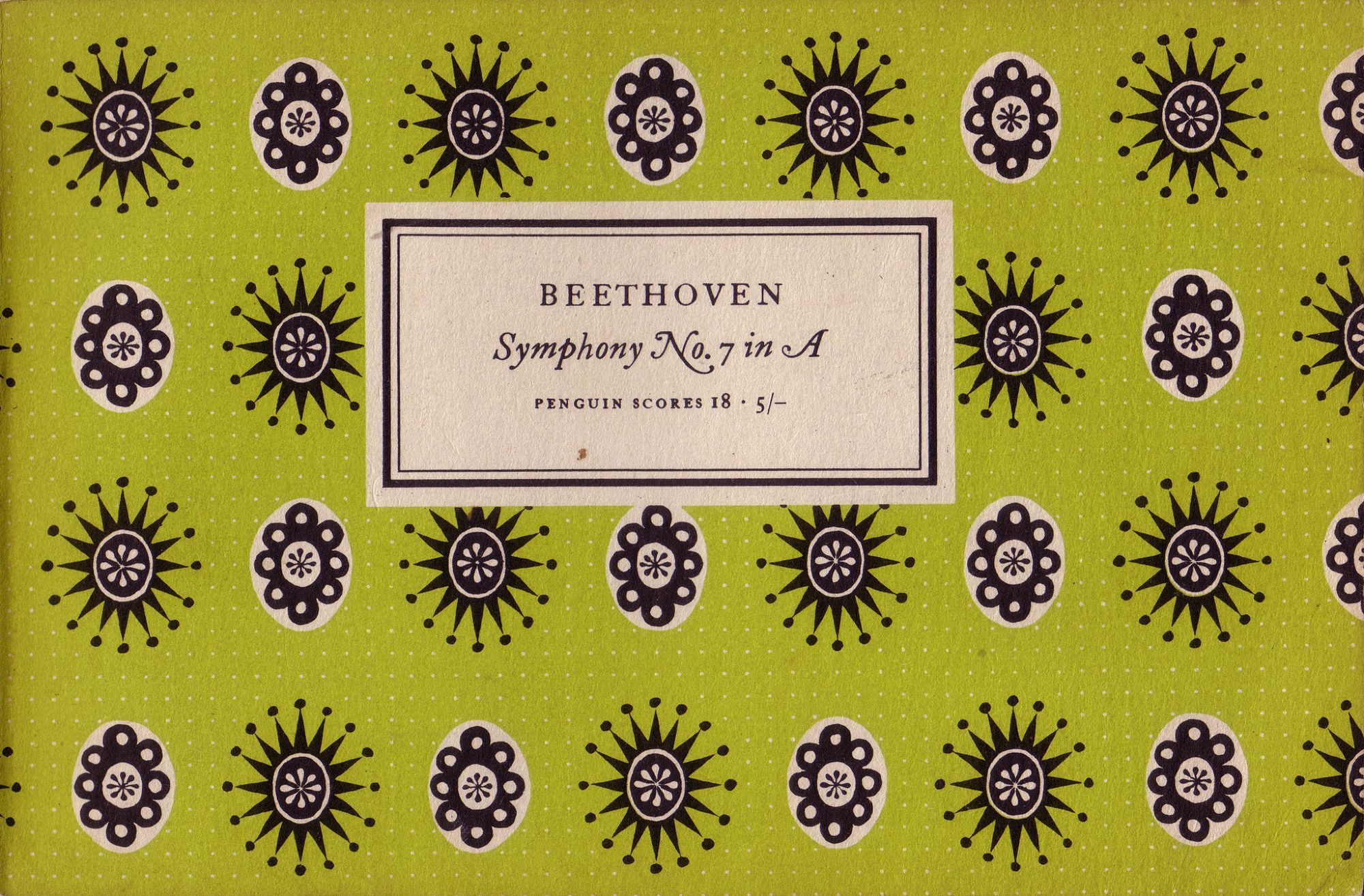 Cover of Beethoven score with repeated pattern of starbursts on chartreuse ground